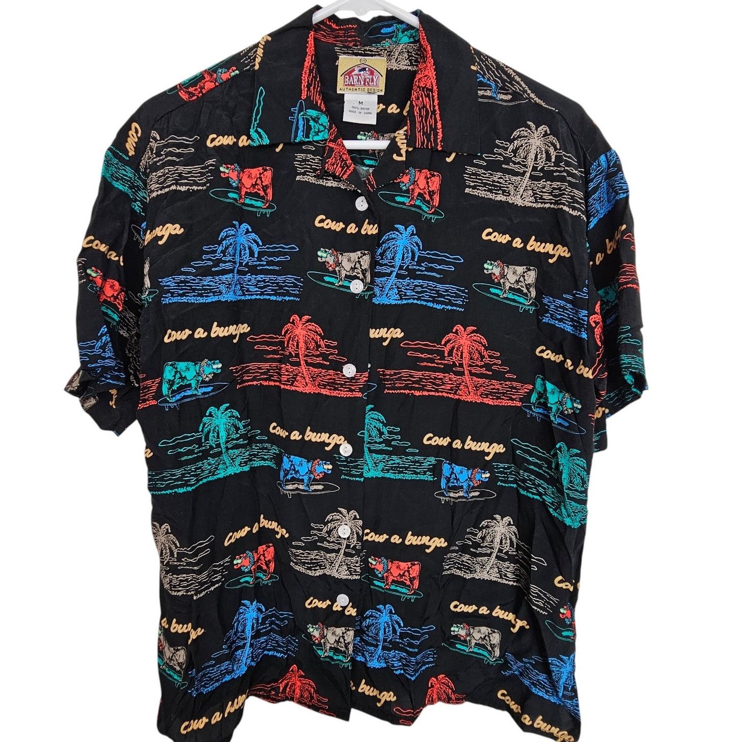 Barney Cools Barn Fly Mens Cow A Bunga Shirt Sz M All Over Print Tropical Size US M / EU 48-50 / 2 - 1 Thumbnail