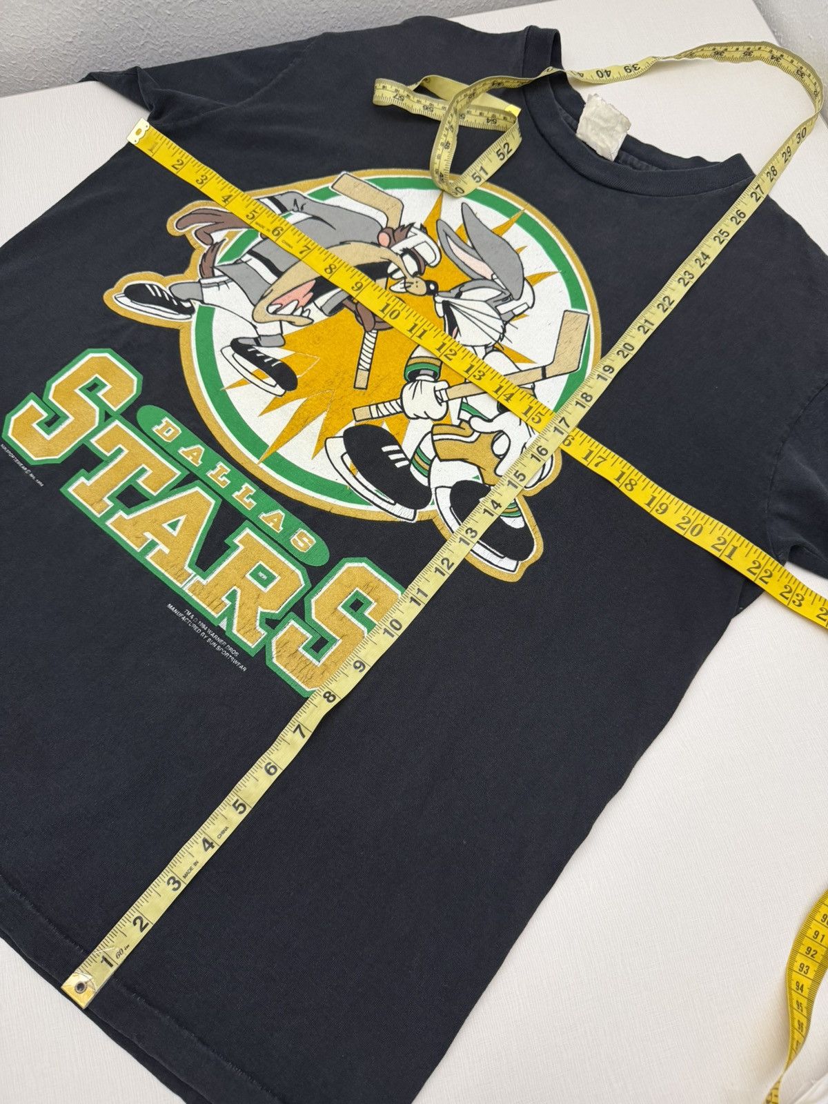 Warner Bros Vintage 90s Dallas Stars 1994 Warner Bros Promo Tshirt OSFA Size US L / EU 52-54 / 3 - 8 Thumbnail