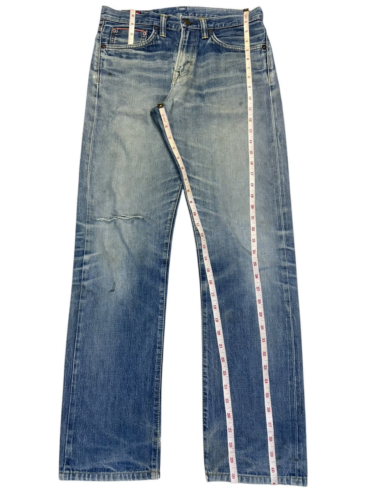 Edwin × Japanese Brand Vintage Japanese Edwin 505 Selvedge Mud Wash Distress Jeans Size US 31 - 14 Thumbnail