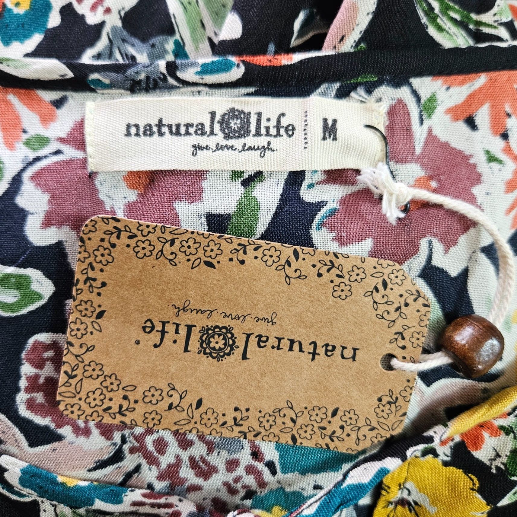 Vintage Natural Life Womens Maxi Dress Size Medium Black Floral 3/4 Sleeve Rayon Long Summer Spring Womens Size M / US 6-8 / IT 42-44 - 5 Thumbnail