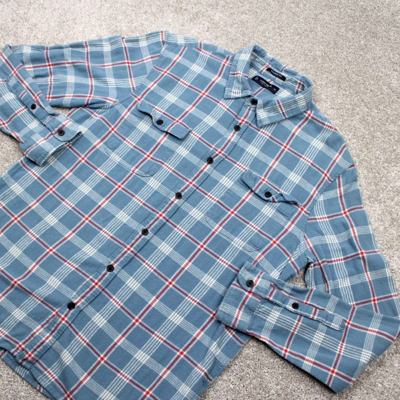Lucky Brand Lucky Brand Plaid Button-Up Shirt Mens XL Blue/Red Flannel Classic Fit L/S Button-Up Size US XL / EU 56 / 4 - 3 Thumbnail