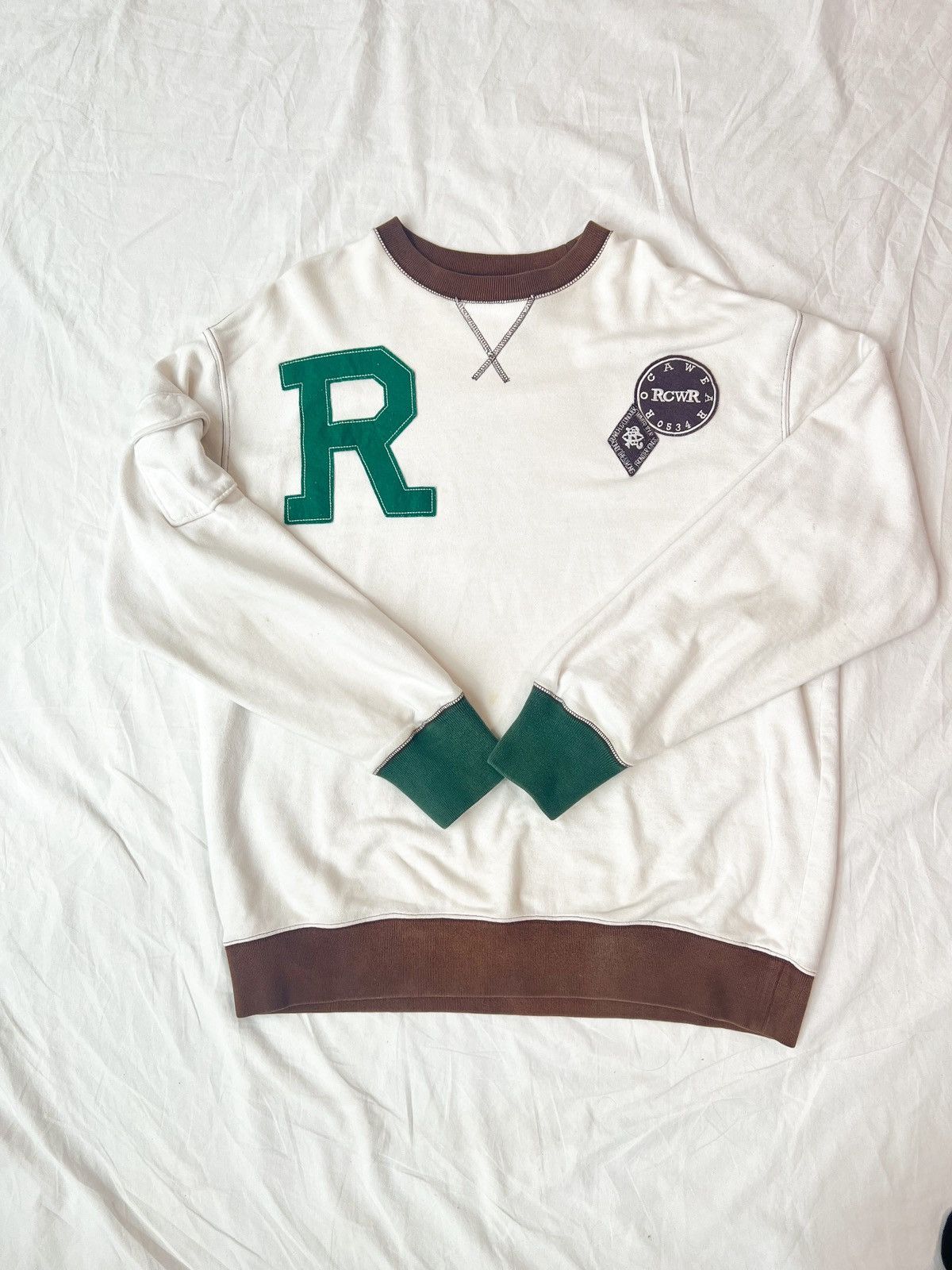 Jay-Z brown white green rocawear letter patch crewneck Size US L / EU 52-54 / 3 - 1 Thumbnail