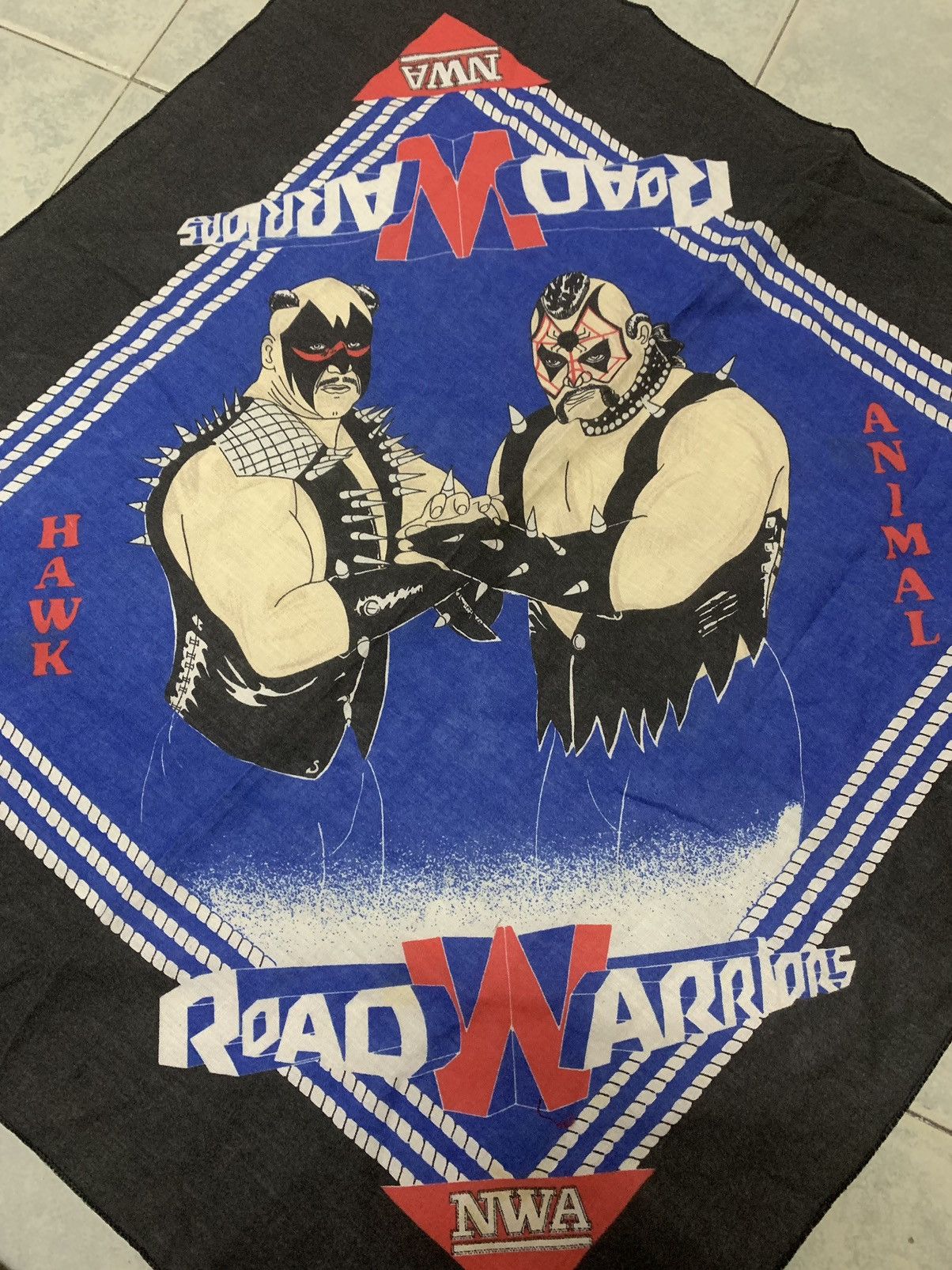 Vintage Vtg 80s NWA ROAD WARRIORS BANDANA WRESTLING WCW WWF Size ONE SIZE - 1 Thumbnail