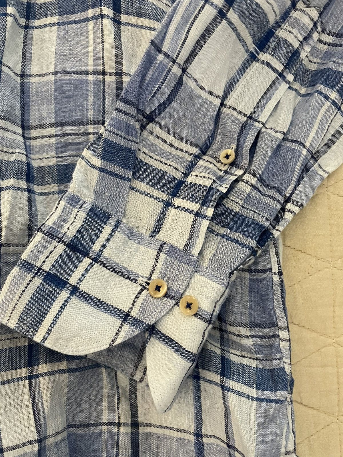 Strenstroms Check Print Linen Shirt Size US XL / EU 56 / 4 - 4 Thumbnail