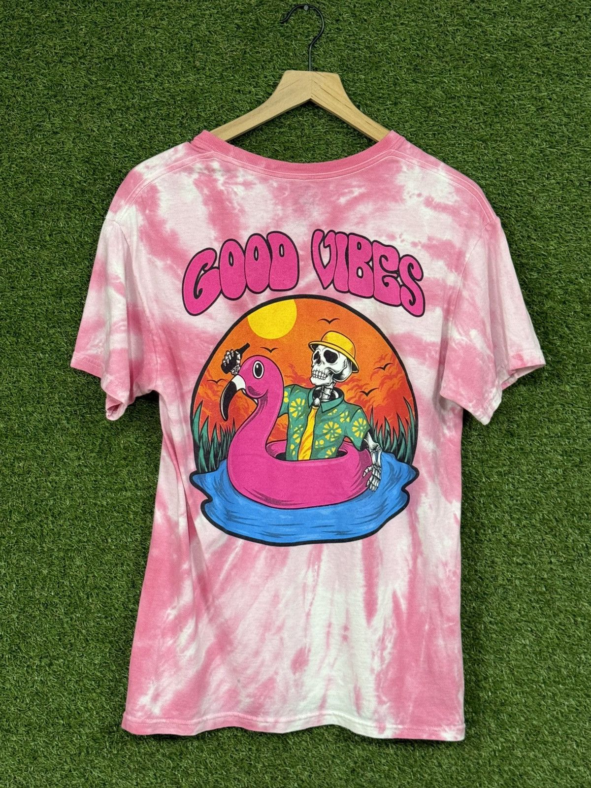 Other Tie Dye Psychedelic Good Vibes Skeleton Cotton Candy Tee Size US M / EU 48-50 / 2 - 1 Thumbnail