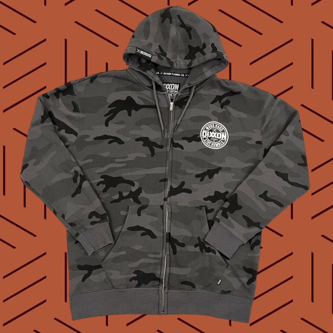 Polo Ralph Lauren Dixxon Flannel Co Hoodie Mens Medium Gray Black Camo Graphic Sweatshirt Full Zip Size US M / EU 48-50 / 2 - 1 Thumbnail