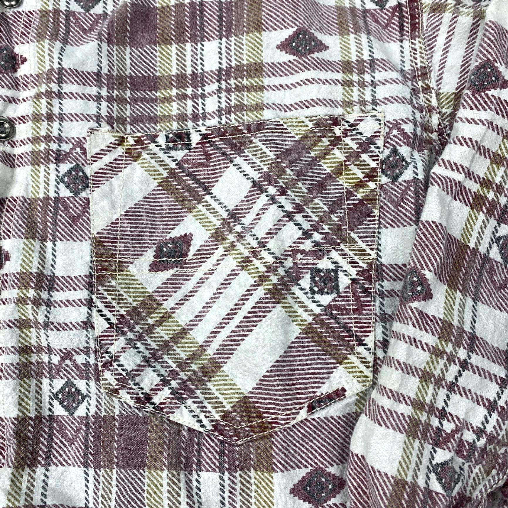 Vintage Impact Shirt Mens M Burgundy Plaid Western Pearl Snap Long Sleeve Aztec Cotton Pockets Button-Up - Collared - Vintage No - Red Size US M / EU 48-50 / 2 - 2 Thumbnail