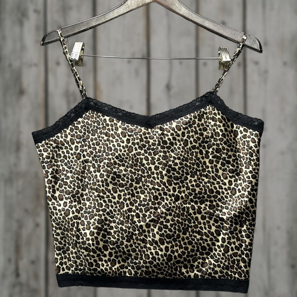 Vintage PJ Salvage Camisole Tank Top Womens XL Brown Leopard Animal Print Lace Trim y2k Size XL / US 12-14 / IT 48-50 - 1 Thumbnail