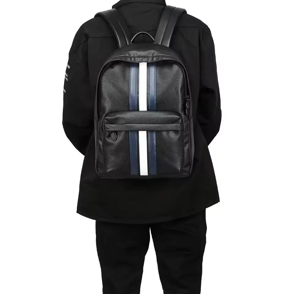 Other Streetwear Casual Striped PU Leather Backpack Bag Size ONE SIZE - 3 Thumbnail