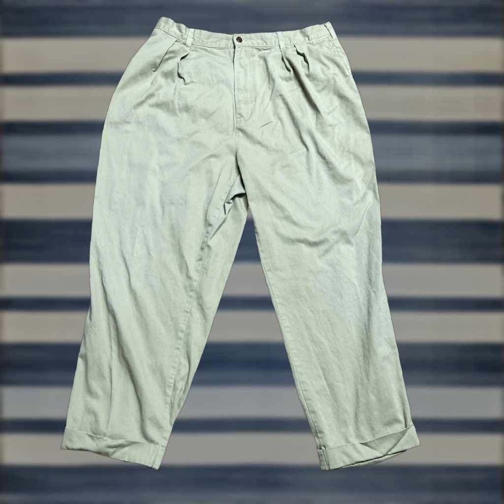 Ralph Lauren Chaps Ralph Lauren Trousers Mens 40x32 Brown Khaki Pleated Pants Vintage Gray 90s City Preppy Straight Size US 40 / EU 56 - 1 Thumbnail