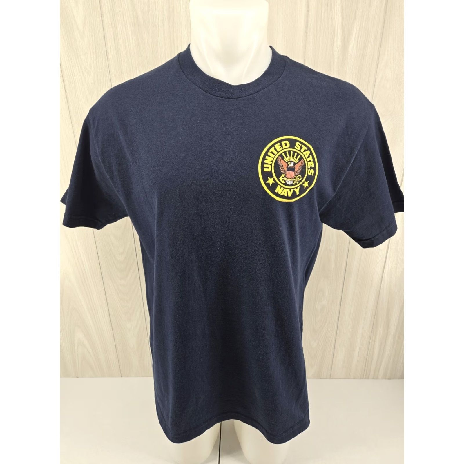 Vintage VINTAGE United States Navy T-Shirt Men’s Sz L Blue American Flag Y2K Made In USA Shirt Mens Large Blue USA Flag Graphic Print Crew Neck Short Sleeve Size US L / EU 52-54 / 3 - 3 Thumbnail