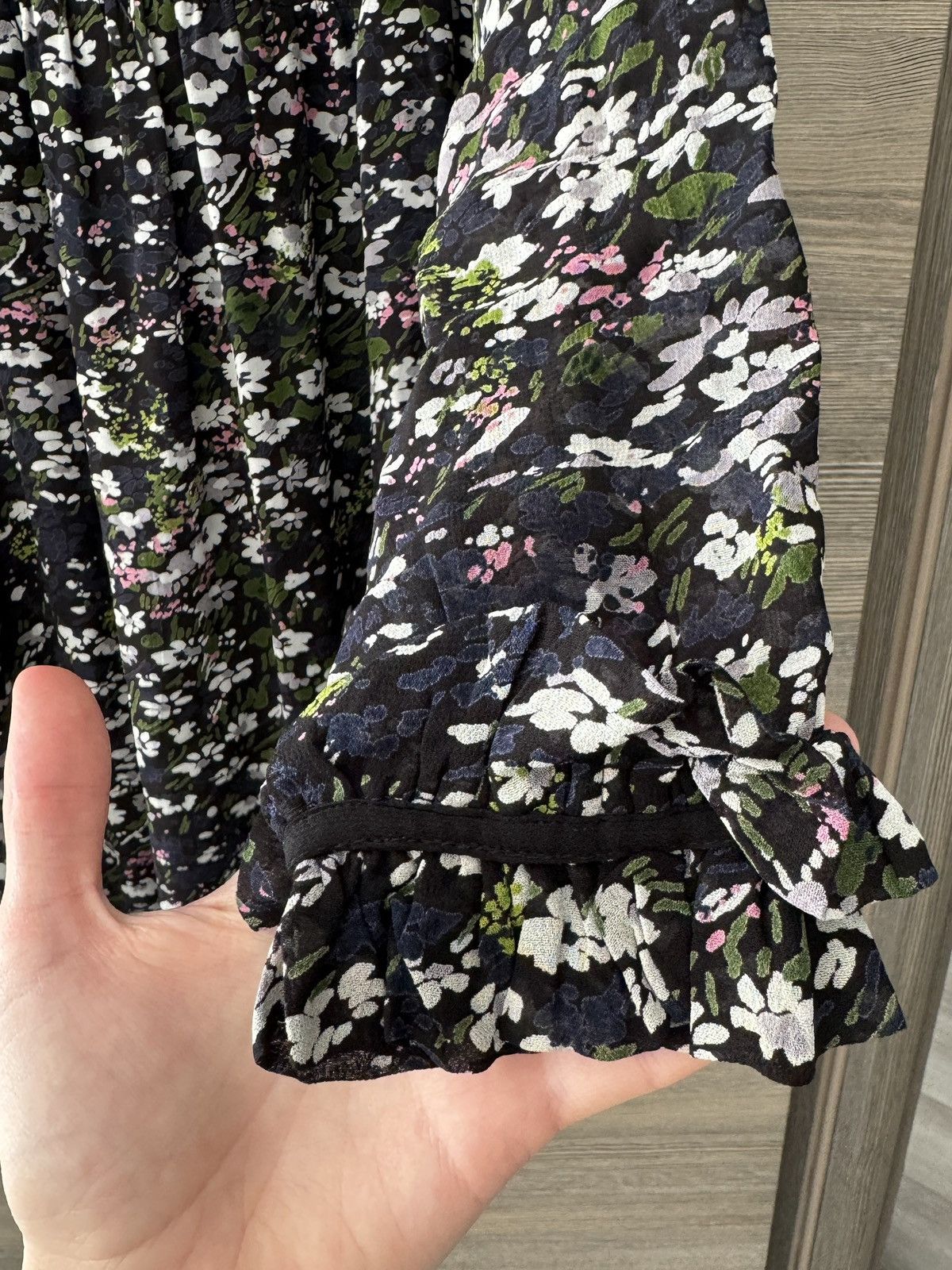 Designer × Ganni Ganni Bow Neck Floral Print Georgette Mini Dress Size XS / US 0-2 / IT 36-38 - 6 Thumbnail