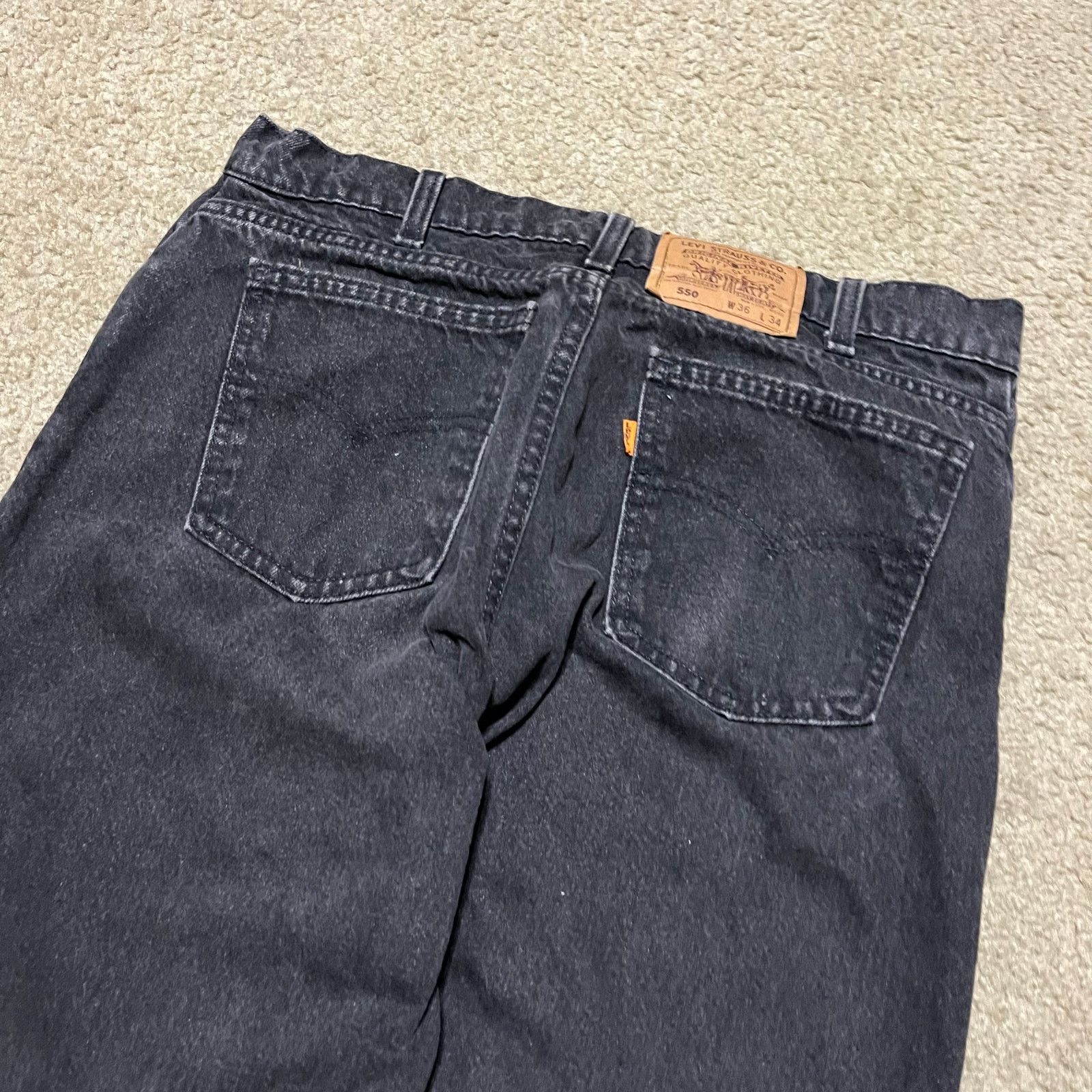 Levi's Vintage Levi’s 550 Orange Tab Relaxed Tapered Black Jeans Size US 36 / EU 52 - 3 Thumbnail
