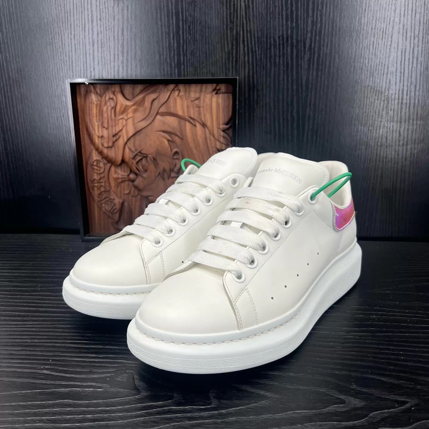 Alexander McQueen White Low-Top Sneakers with Thick Sole. Size US 8.5 / EU 41-42 - 1 Thumbnail