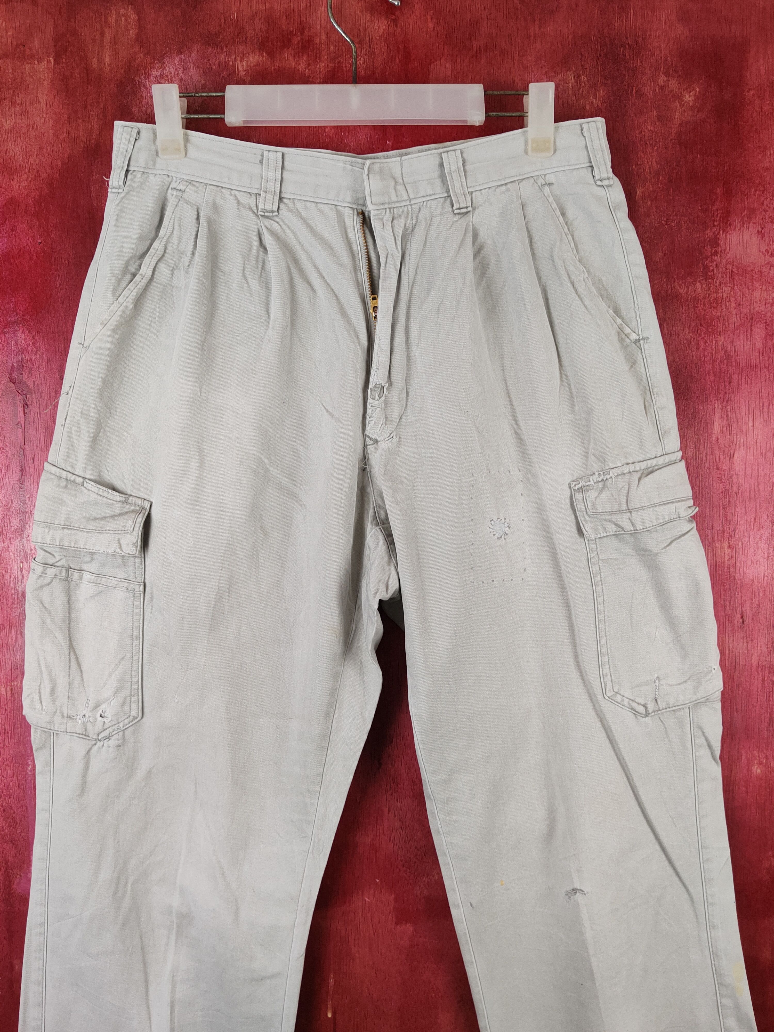 Japanese Brand Xebec Light Gray Multipocket Tactical Cargo Pants #S1750 Size US 31 - 2 Thumbnail