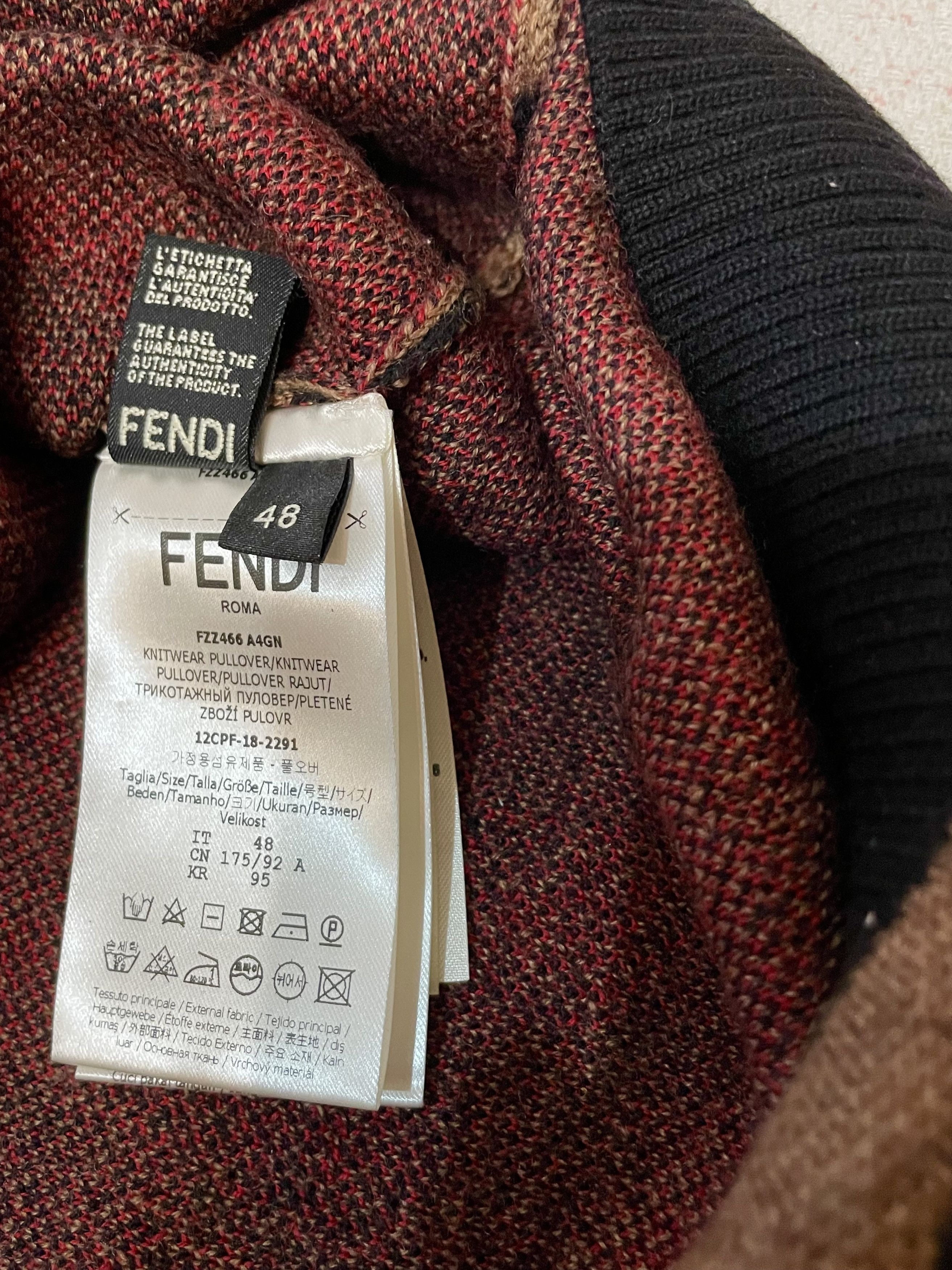 Fendi FENDI BROWN WOOL FOREVER FENDI ALL-OVER TURTLENECK Size US M / EU 48-50 / 2 - 4 Thumbnail