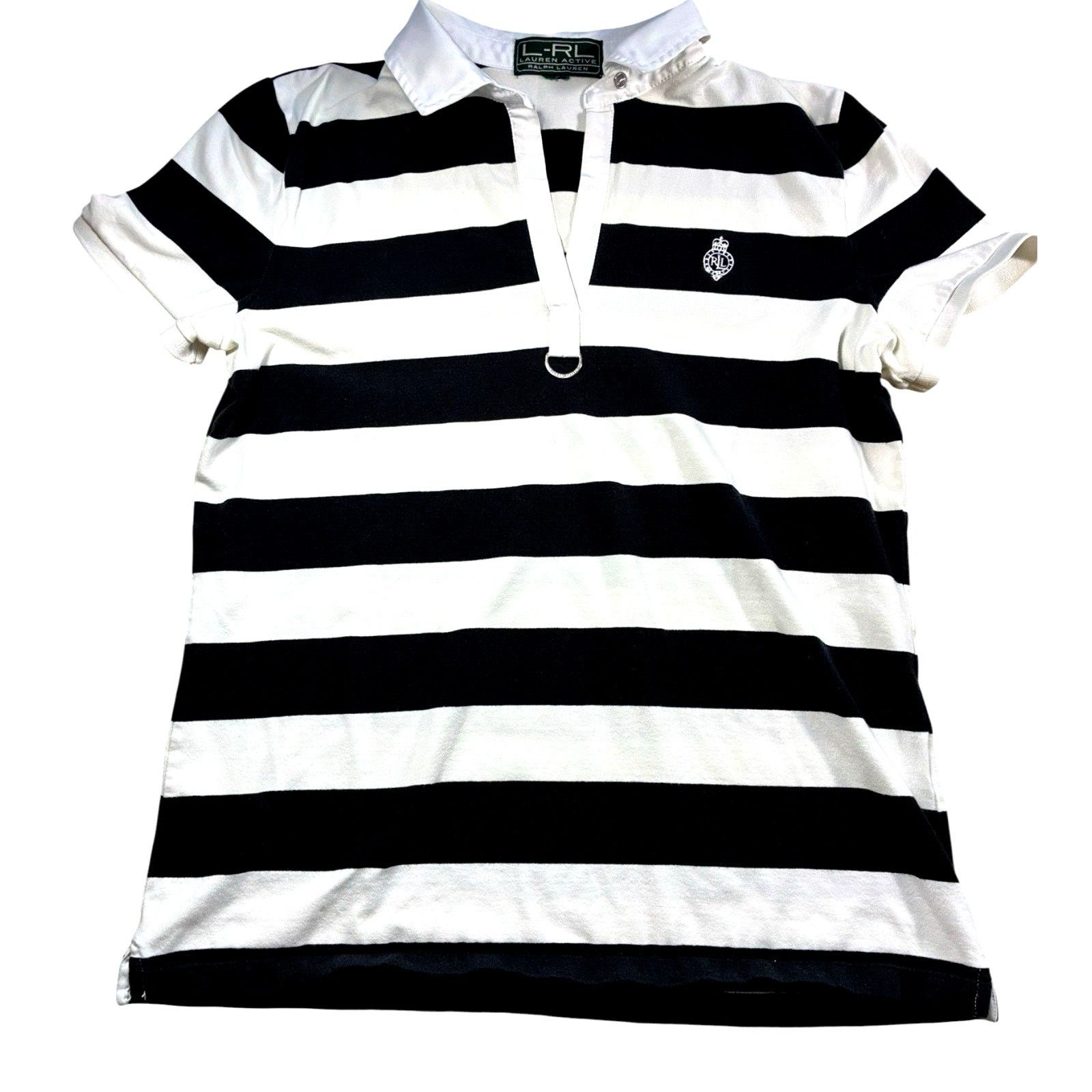 Lauren Ralph Lauren Polo Ralph Lauren Woman L White and Black Striped Polo 90s Size L / US 10 / IT 46 - 2 Thumbnail