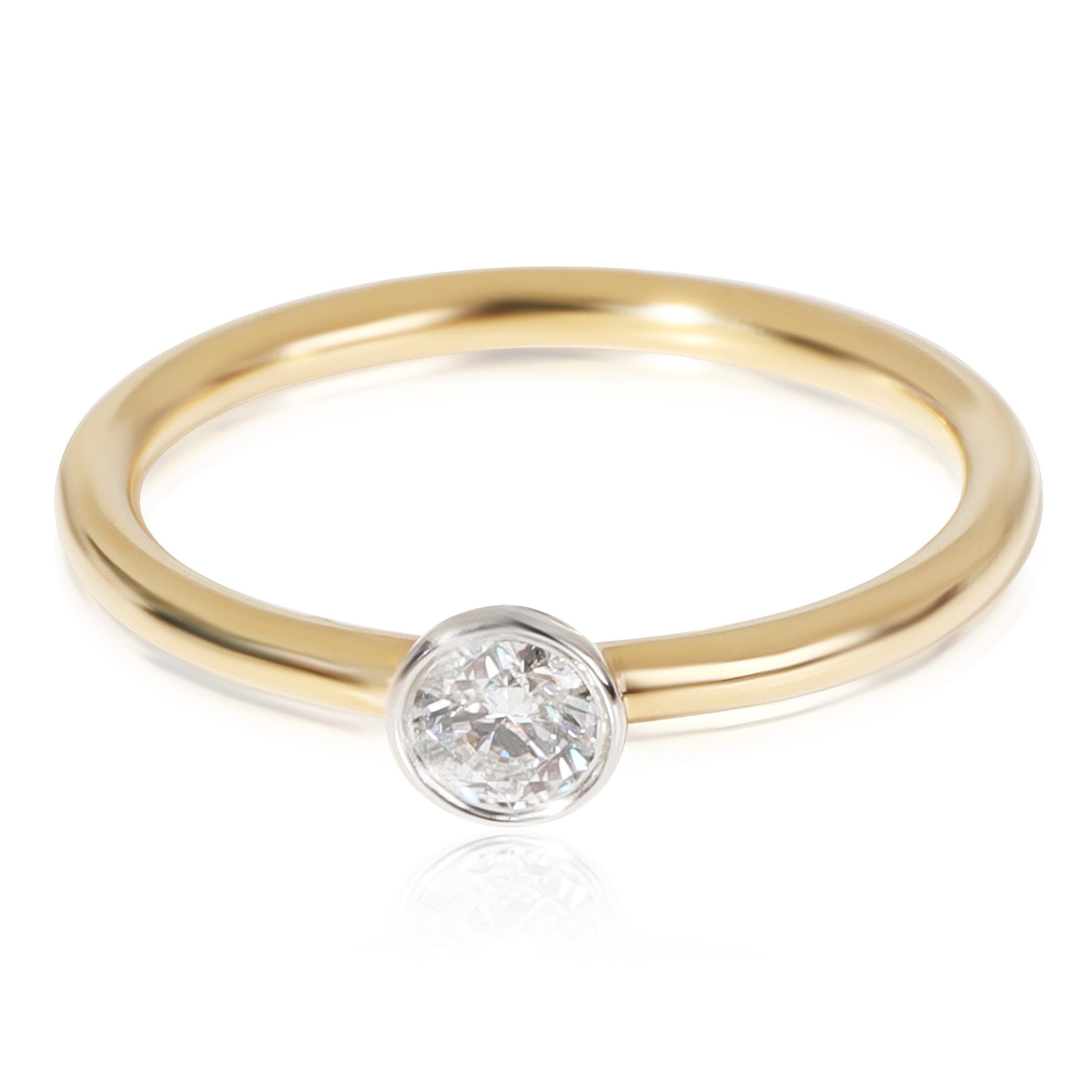 image of Tiffany Co Tiffany & Co. Stackable Diamond Solitaire Ring In 18K Yellow Gold, Women's
