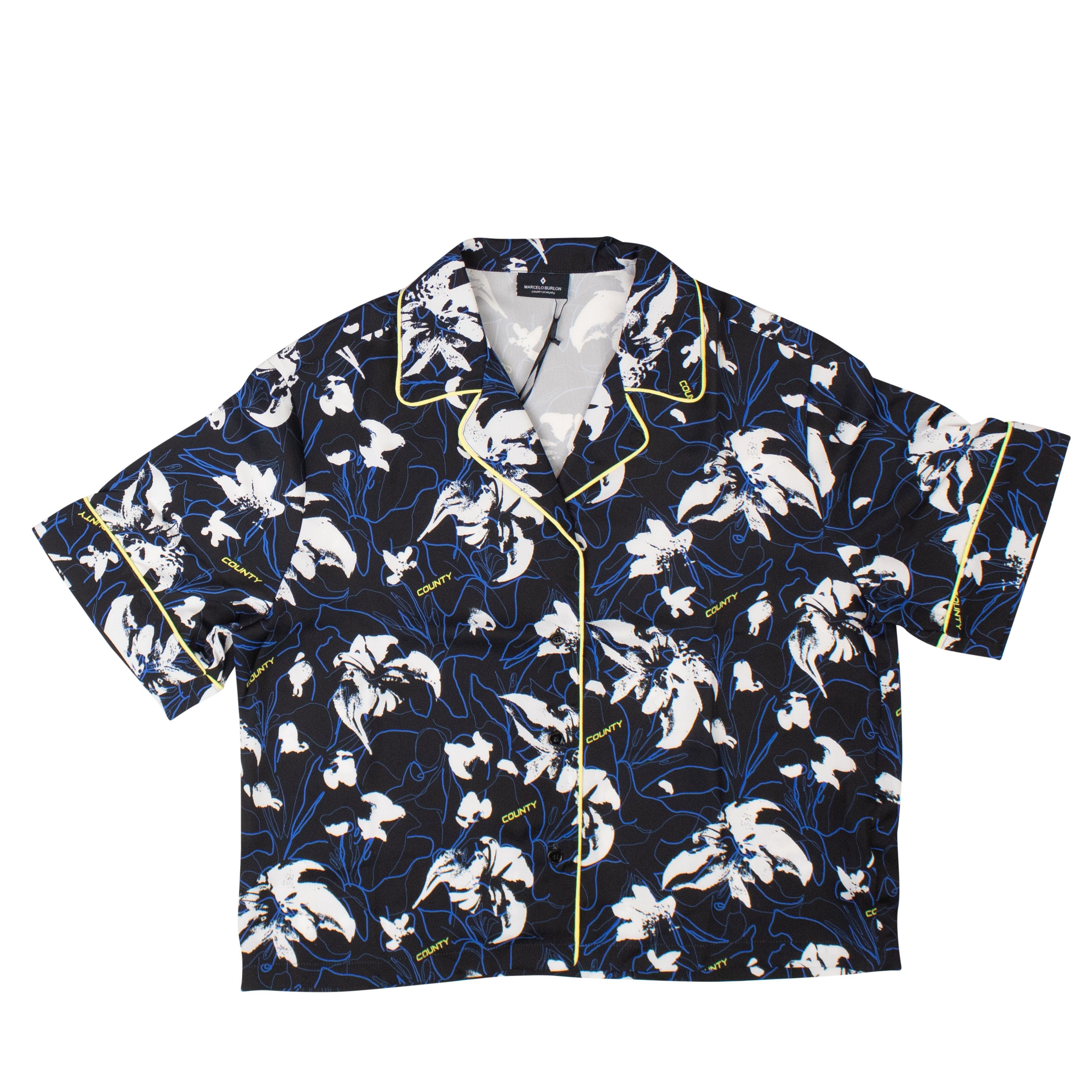 Marcelo Burlon Black & White County Flowers Hawii Shirt Size XXS Size XXS / US 00 / IT 34 - 1 Thumbnail