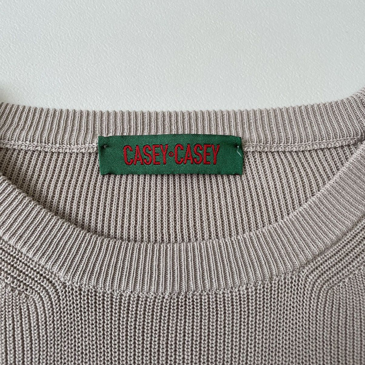 Casey Casey Beige ‘Rib Stitch’ Knit Cotton Sweater Size US XL / EU 56 / 4 - 5 Thumbnail