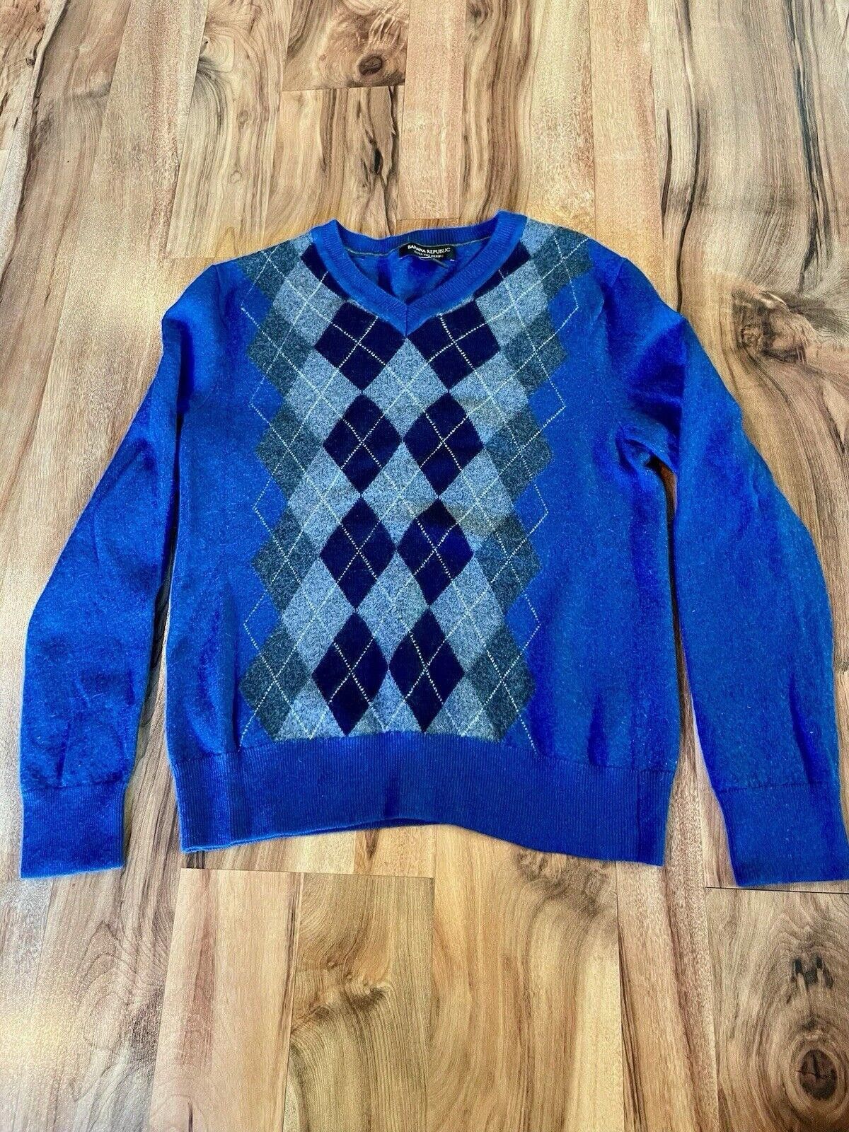 Banana Republic Banana Republic Men's sz S Gray Blue Argyle Sweater (A1) Size US S / EU 44-46 / 1 - 1 Thumbnail