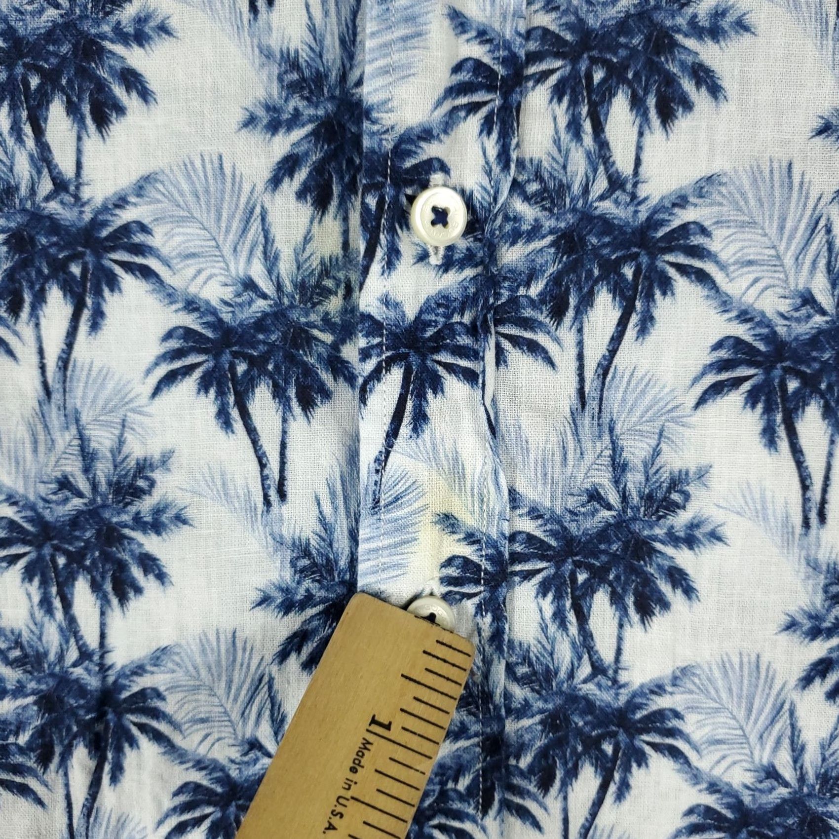 BUGATCHI Bugatchi Uomo Shirt Mens XL Blue Palm Tree Print Linen Cotton Button Up Short Sleeve Size US XL / EU 56 / 4 - 4 Thumbnail