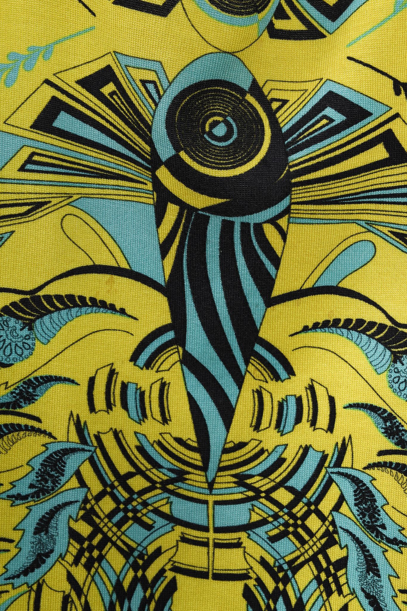Versace Versace Yellow Print Multi-texture Chainmail Silk Top Size M / US 6-8 / IT 42-44 - 7 Thumbnail