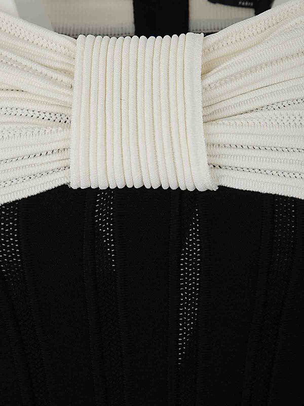 Balmain o1y0525 Mini Dress in Black/Off-White Size XL / US 12-14 / IT 48-50 - 4 Thumbnail