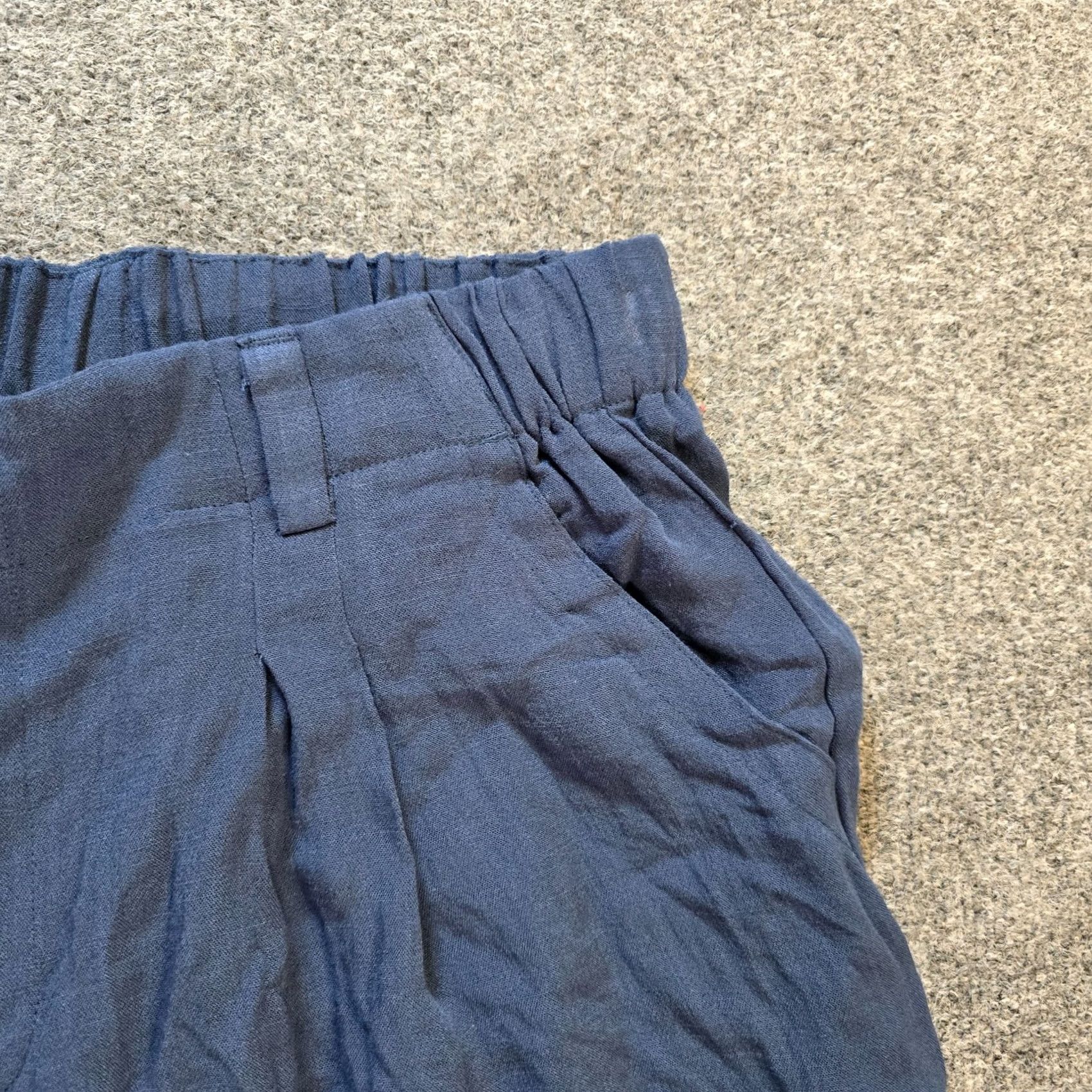 Vintage Halara Pants Womens Petite Large Blue Pleated Wide-Leg Stretch Casual Dress Pants Size 36" / US 14 / IT 50 - 3 Thumbnail