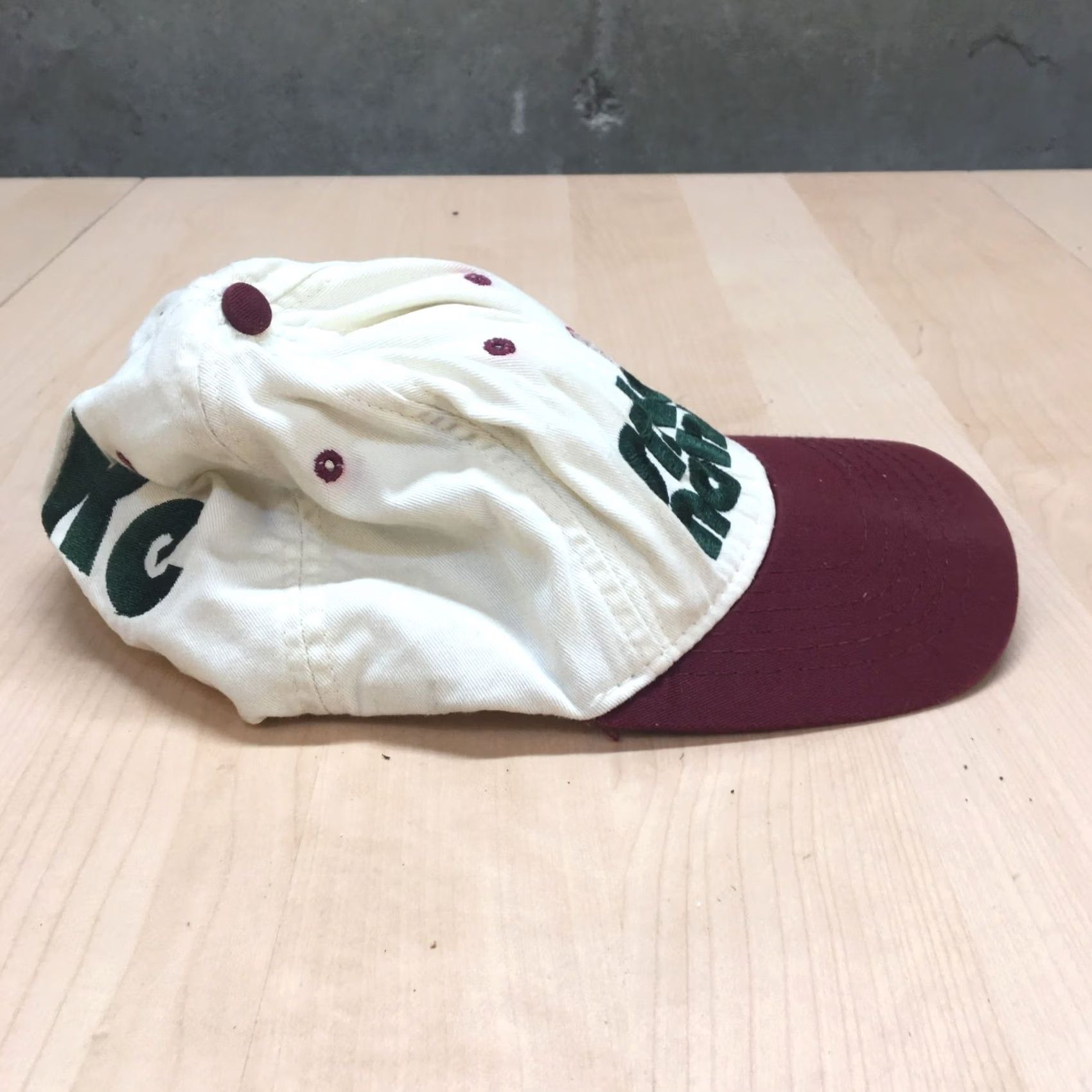 Vintage VINTAGE Nashbar Spike Volleyball Hat Cap White/Maroon Union USA Made Men's One Size White Baseball Cap 80s Sports USA Size ONE SIZE - 2 Thumbnail