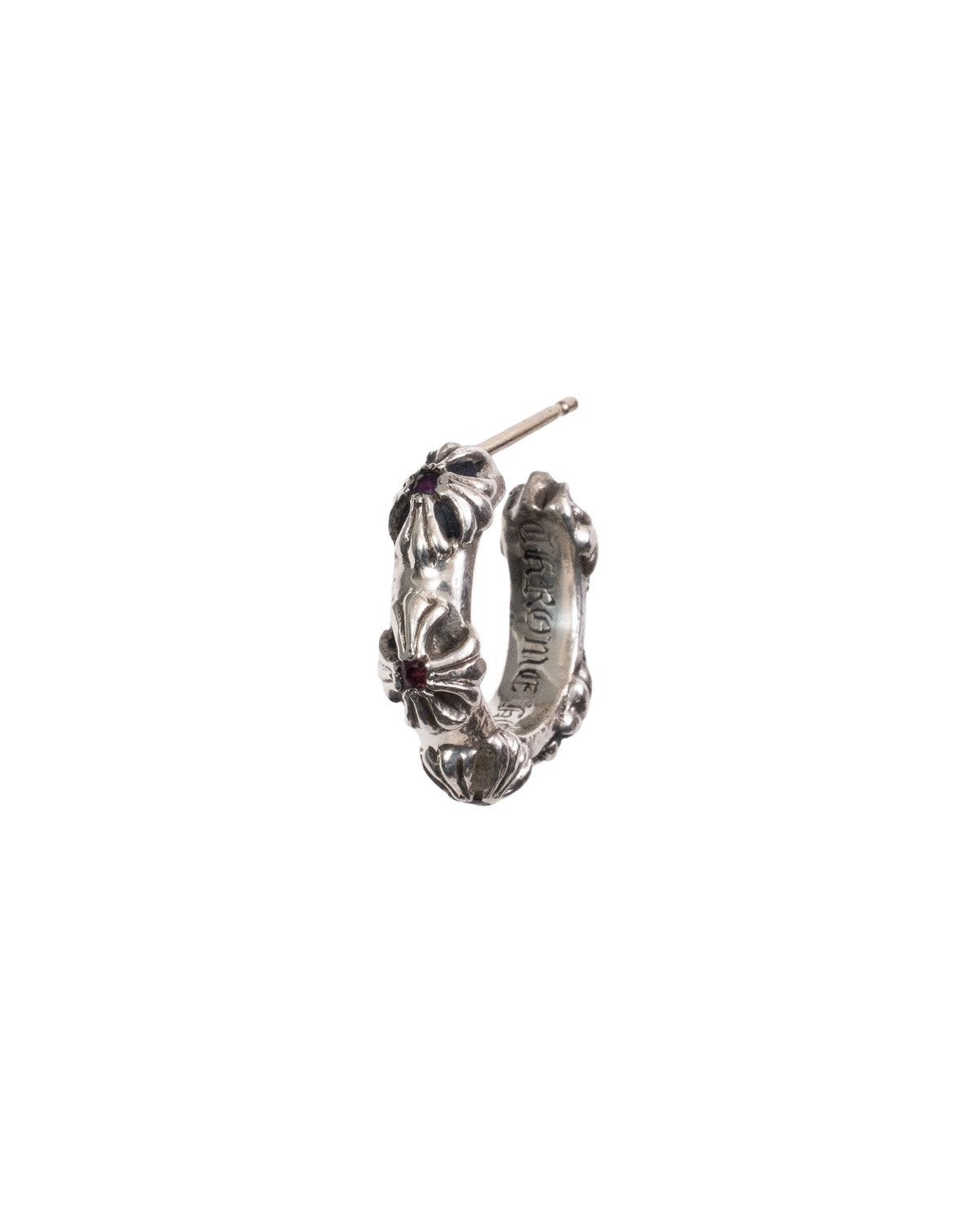 Chrome Hearts Chrome Hearts Pink Sapphire Cross Band Hoop Earring Size ONE SIZE - 1 Thumbnail