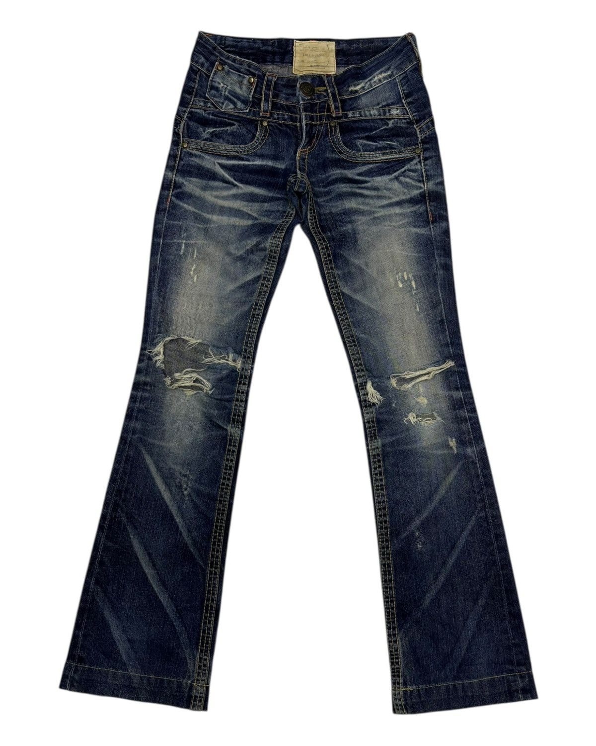 Japanese Brand Vintage Lolita Flared Bootcut Distressed Denim Jeans Size 25" / US 0 / IT 36 - 7 Thumbnail