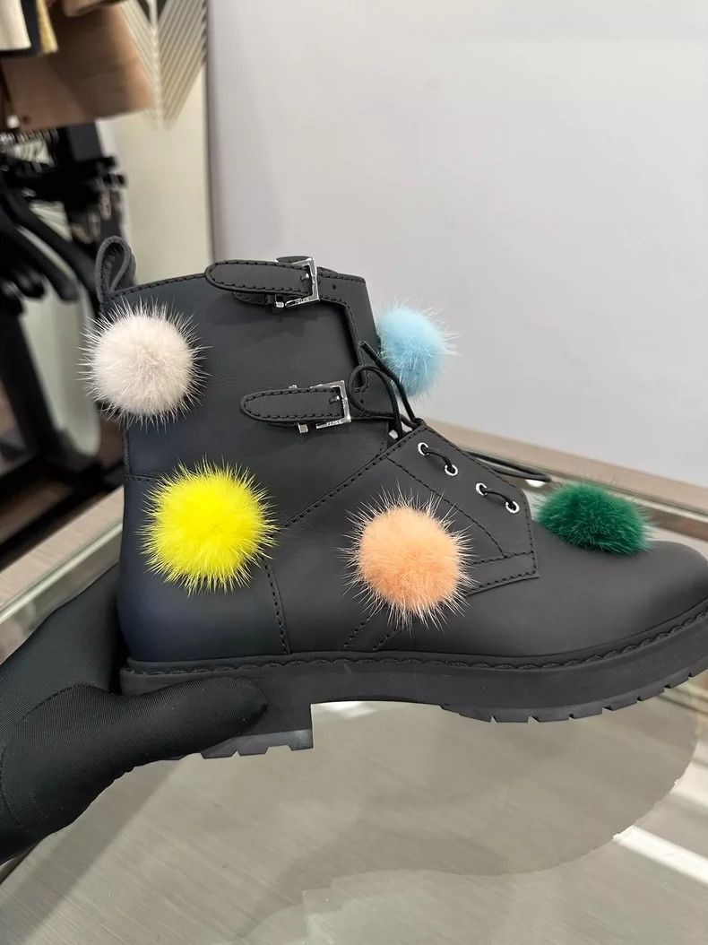 Fendi Fendi Colorful Fur Pom Pom Black Booties Size US 7.5 / EU 40-41 - 7 Thumbnail