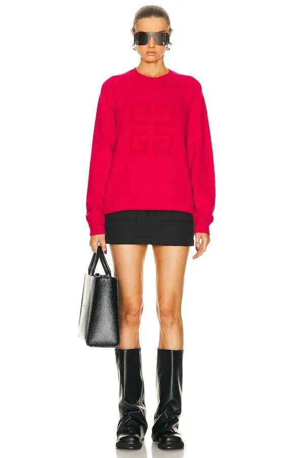 Givenchy o1w1db10325 Raglan Crew Neck Sweater in Fuchsia Size M / US 6-8 / IT 42-44 - 4 Thumbnail