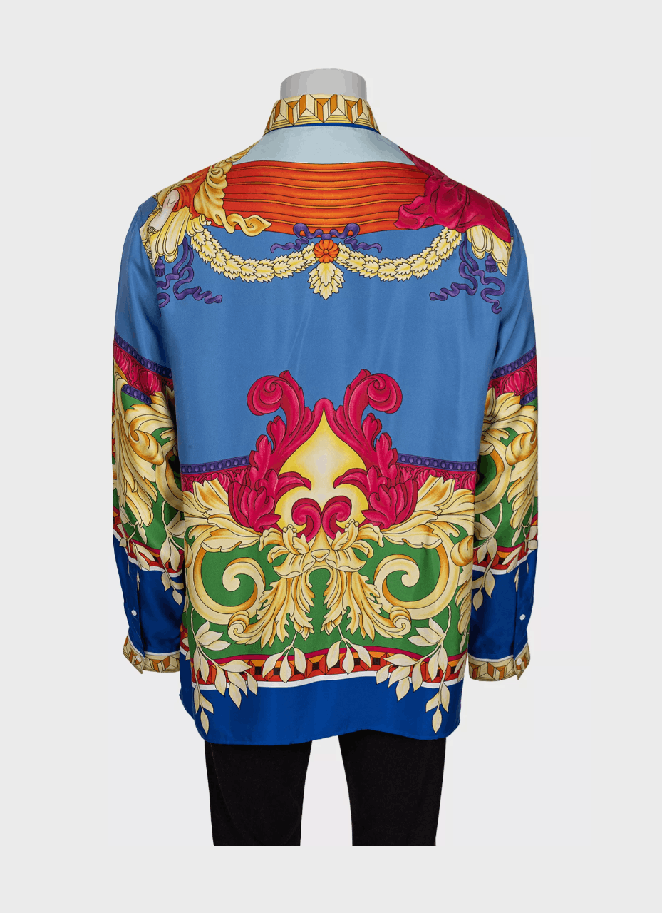 Versace Versace Men’s Silk Shirt Bright Print Size XL 100% Silk Size US XL / EU 56 / 4 - 3 Thumbnail