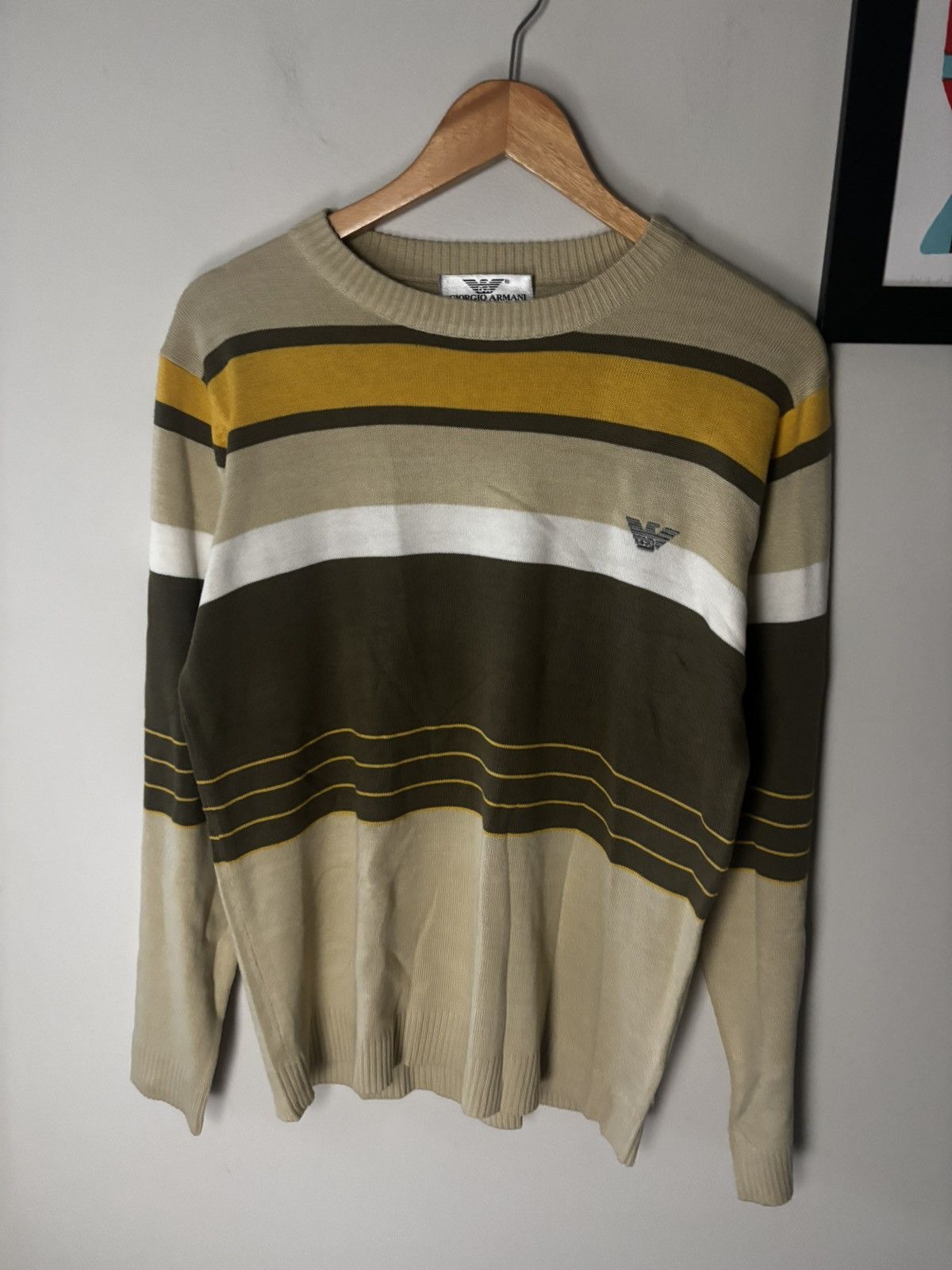 Giorgio Armani Vintage Giorgio Armani Striped Sweater Size US M / EU 48-50 / 2 - 2 Thumbnail
