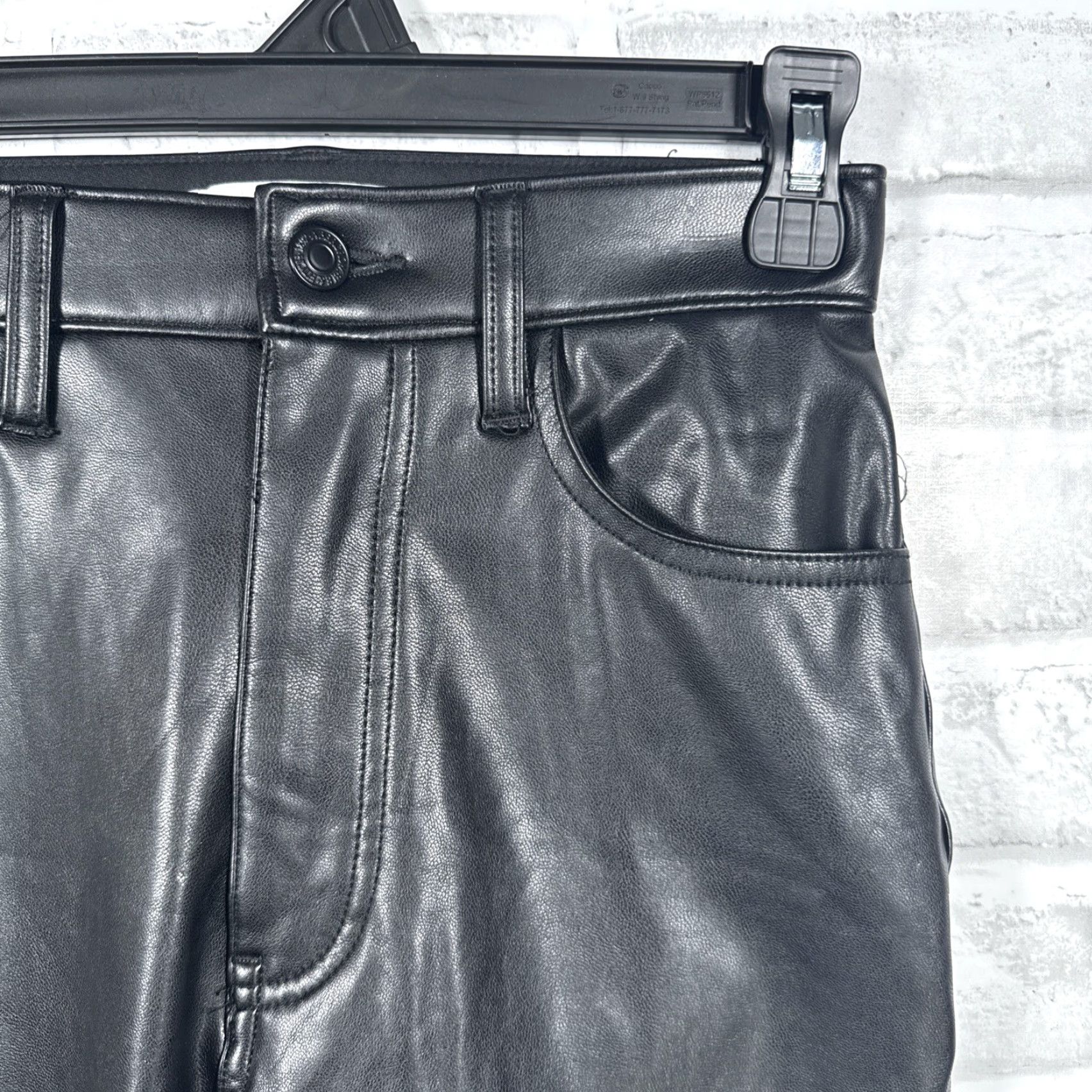 Abercrombie & Fitch VINTAGE Abercrombie & Fitch Ankle Straight Ultra High Rise Vegan Leather Pants 24 Womens Black 24 inch inseam 00s Size 42" / US 20 - 2 Thumbnail