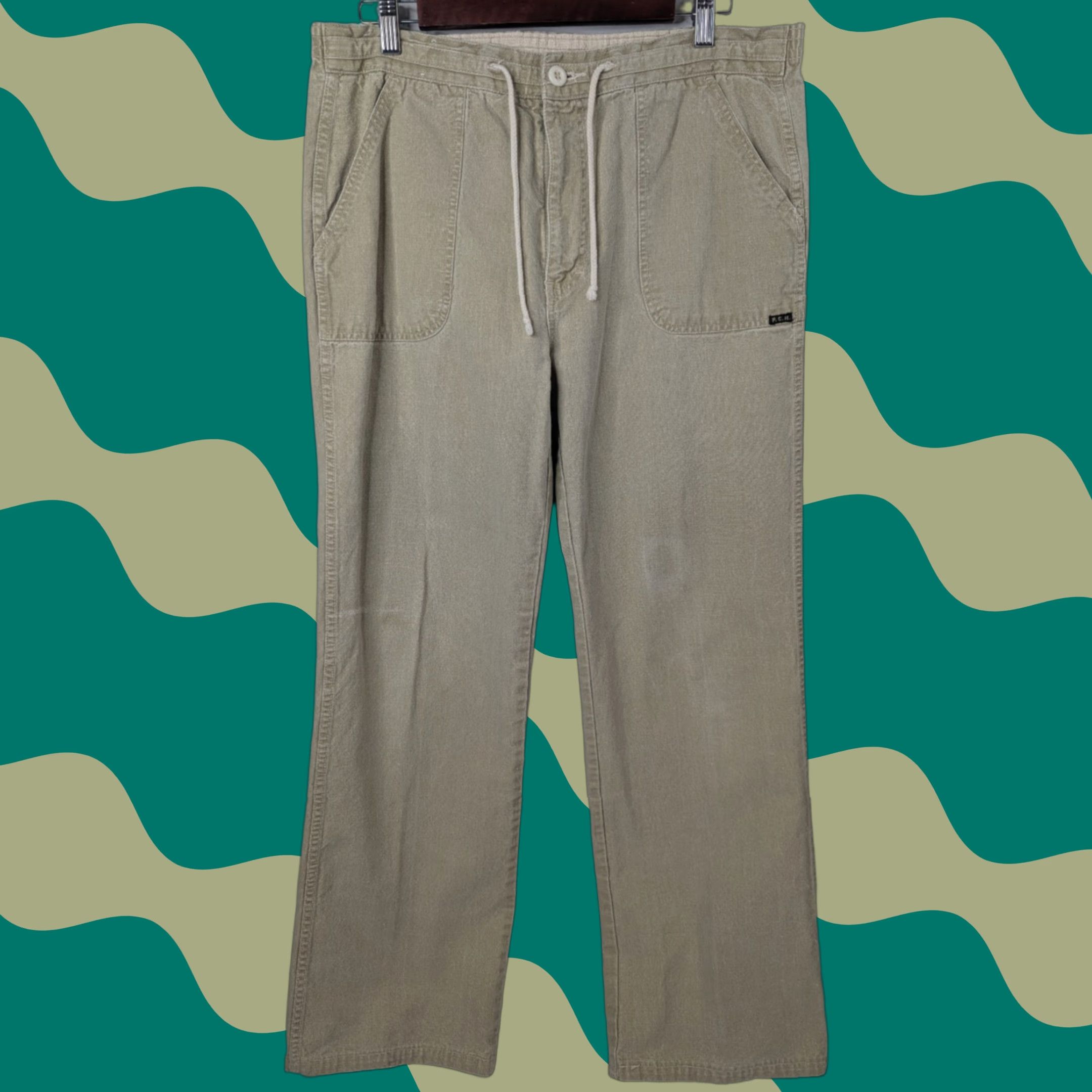 Vintage VINTAGE PCH Pants Chino Drawstring Beige 36 Men's Wide Relaxed 80s Skater Khaki Inseam 32 Short description: fade out dyed Size US 36 / EU 52 - 1 Thumbnail