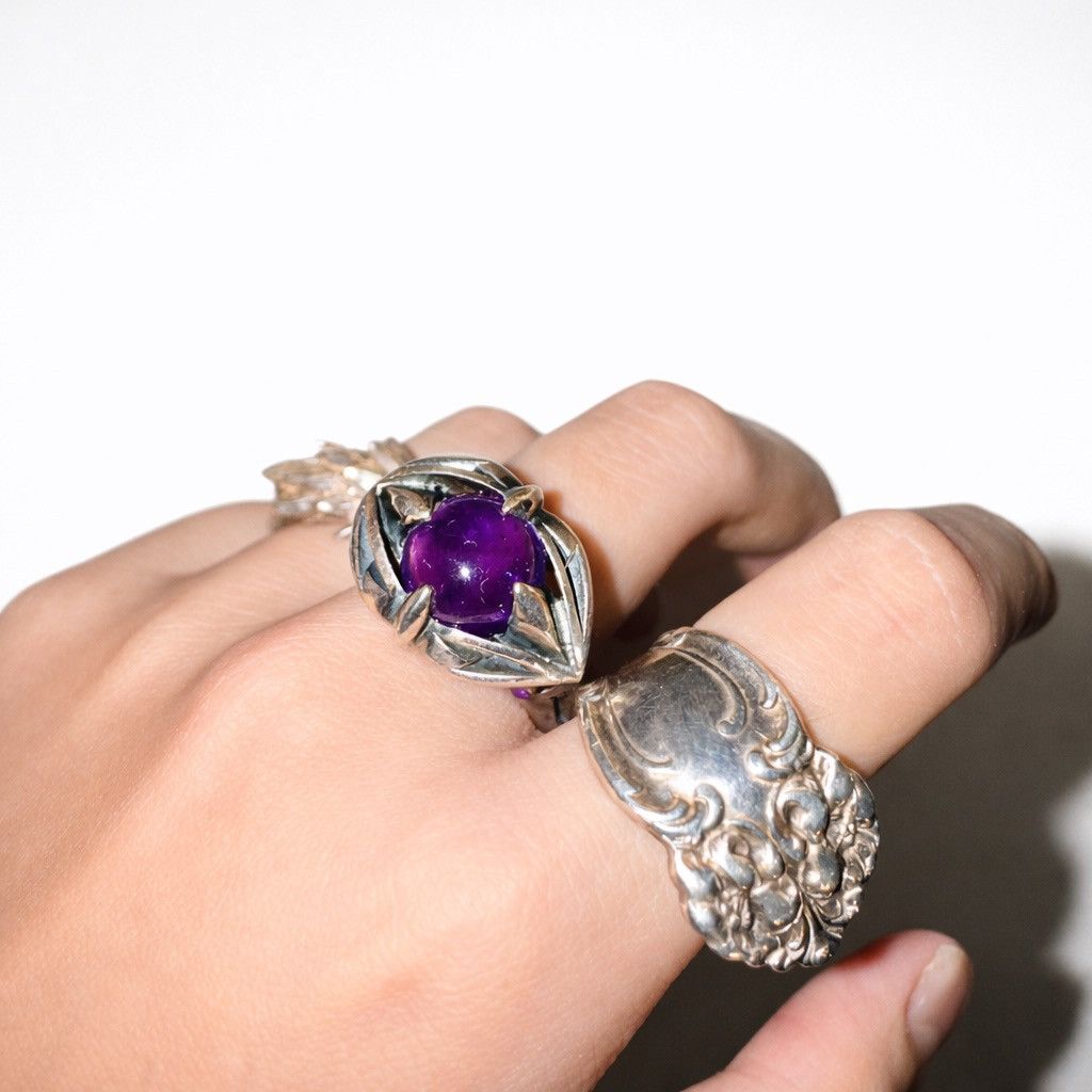 Other Vintage Amethyst S925 Ring Size ONE SIZE - 1 Thumbnail