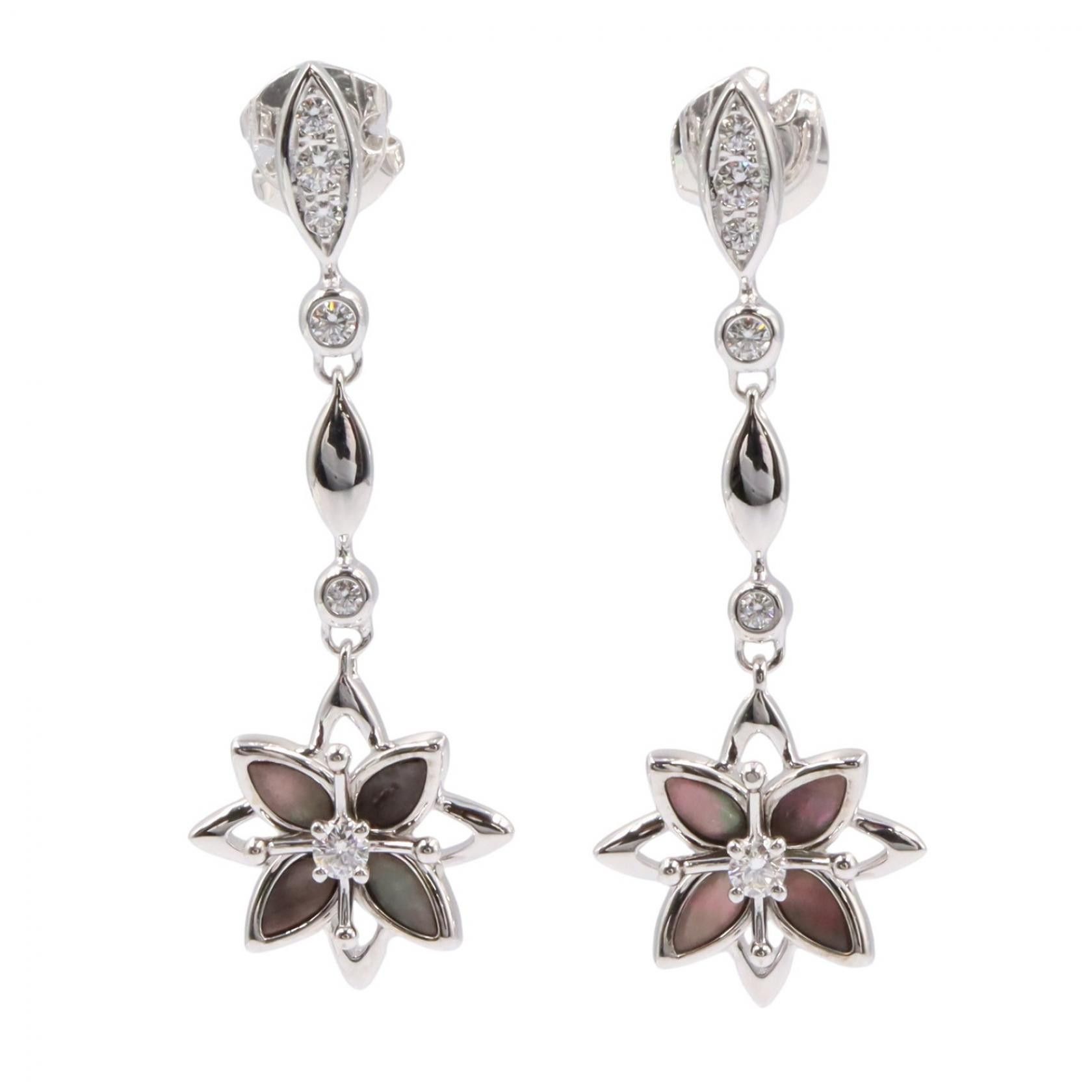 Other Tasaki TASAKI Mother of Pearl Diamond Au750 White Gold Earrings Precious Metal Earrings DUTY FREE for USA Size ONE SIZE - 1 Thumbnail