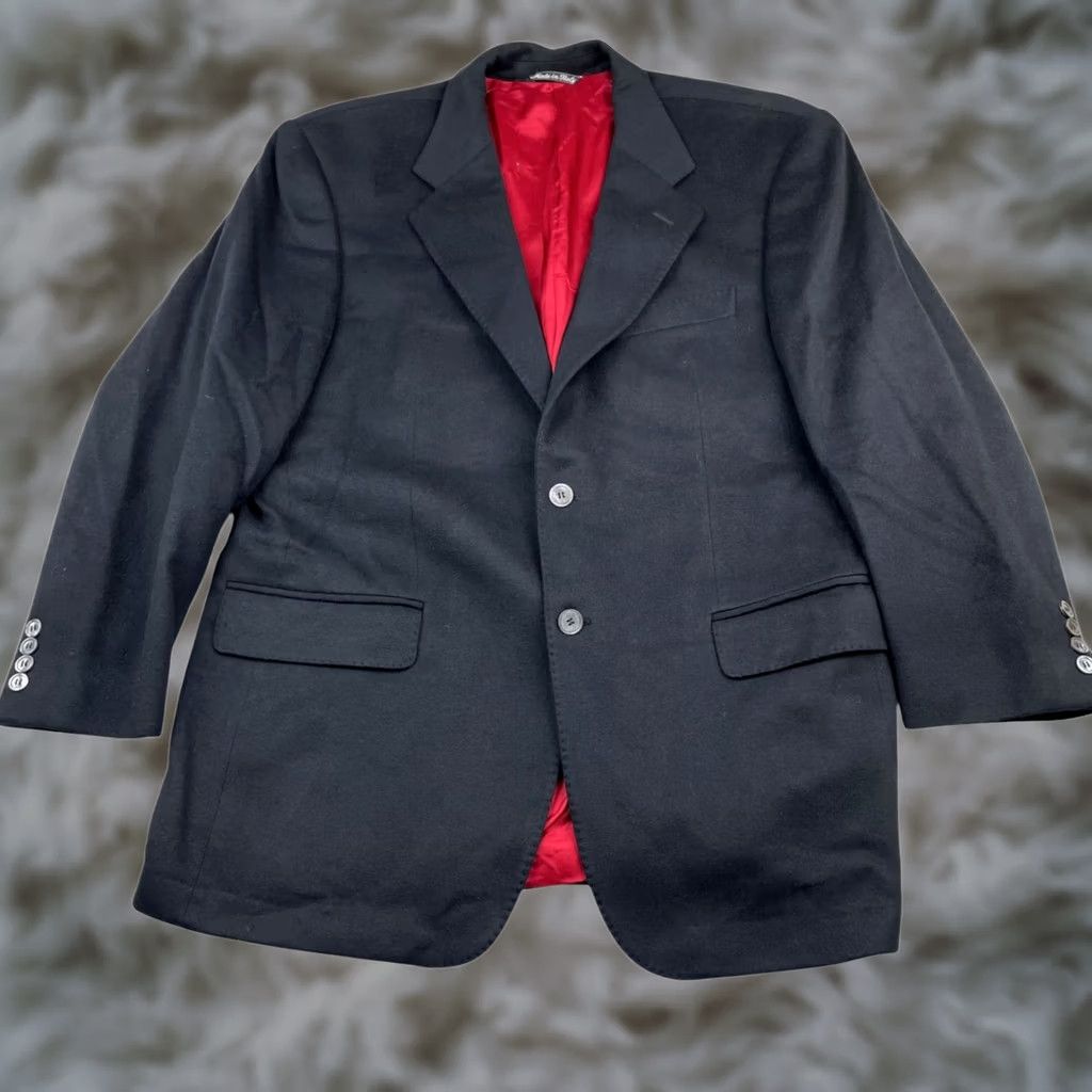 CO Carroll & Co Blazer Mens 44S Two-Button Navy Blue Cashmere Italy Size 44R - 1 Thumbnail