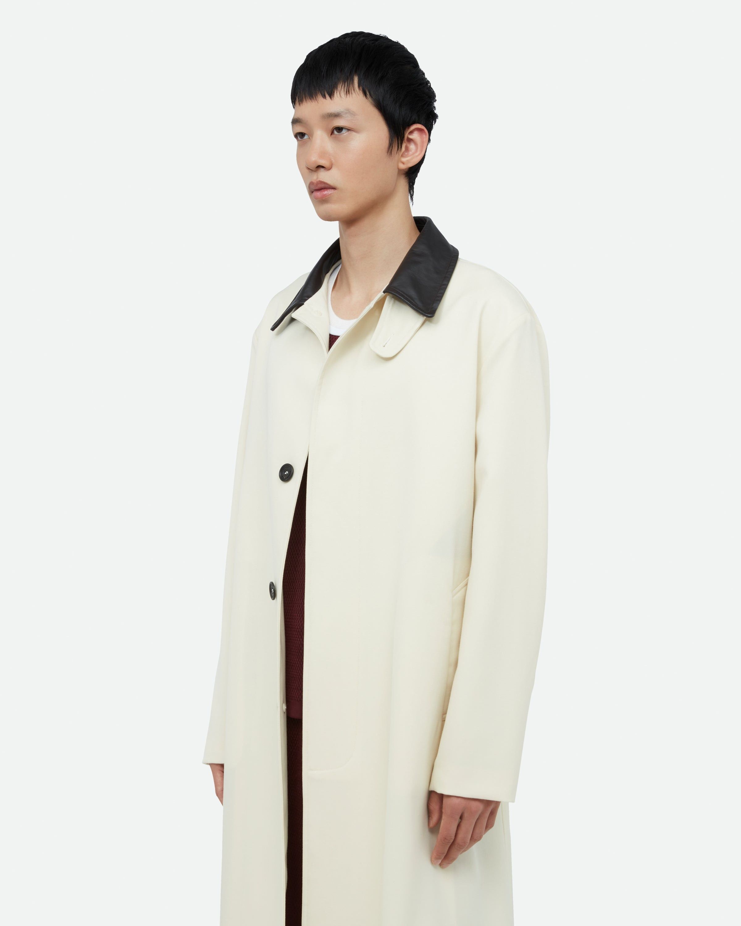 Wales Bonner o1mle0825 Unisex Noon Crombie Car Coat in Neutrals Size US M / EU 48-50 / 2 - 5 Thumbnail