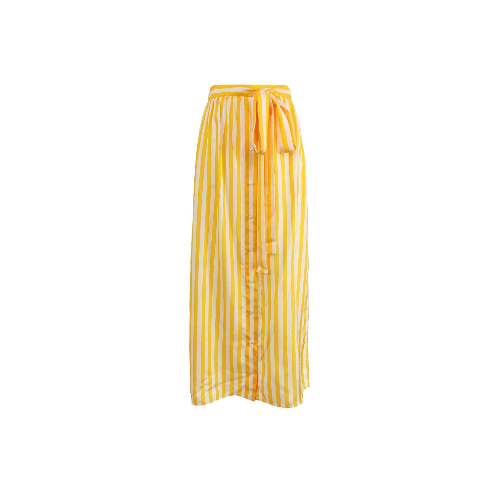 Prada Prada Striped Silk Midi Skirt with Logo 0089 Size 36" / US 14 / IT 50 - 1 Thumbnail