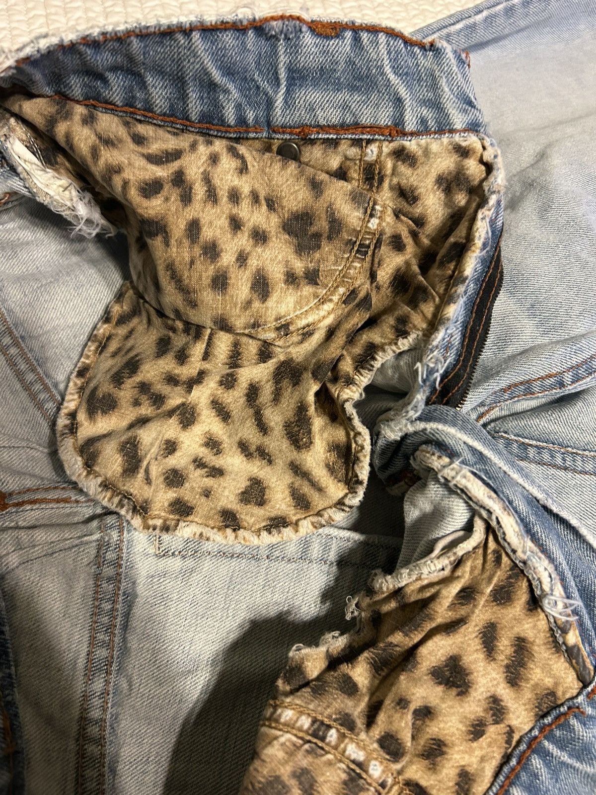 Roberto Cavalli ONE OF A KIND 2004 Runway Archive Hand Painted White Tiger Size US 29 - 11 Thumbnail