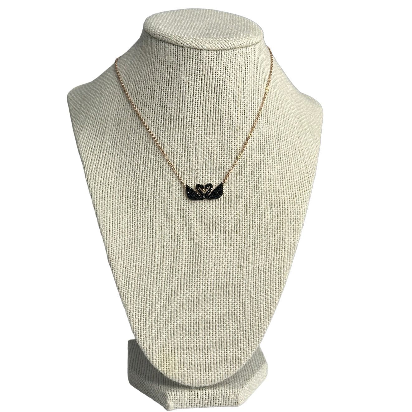 Swarovski Swarovski Iconic Swan Necklace Double Swan, Black, Rose Gold Size ONE SIZE - 1 Thumbnail
