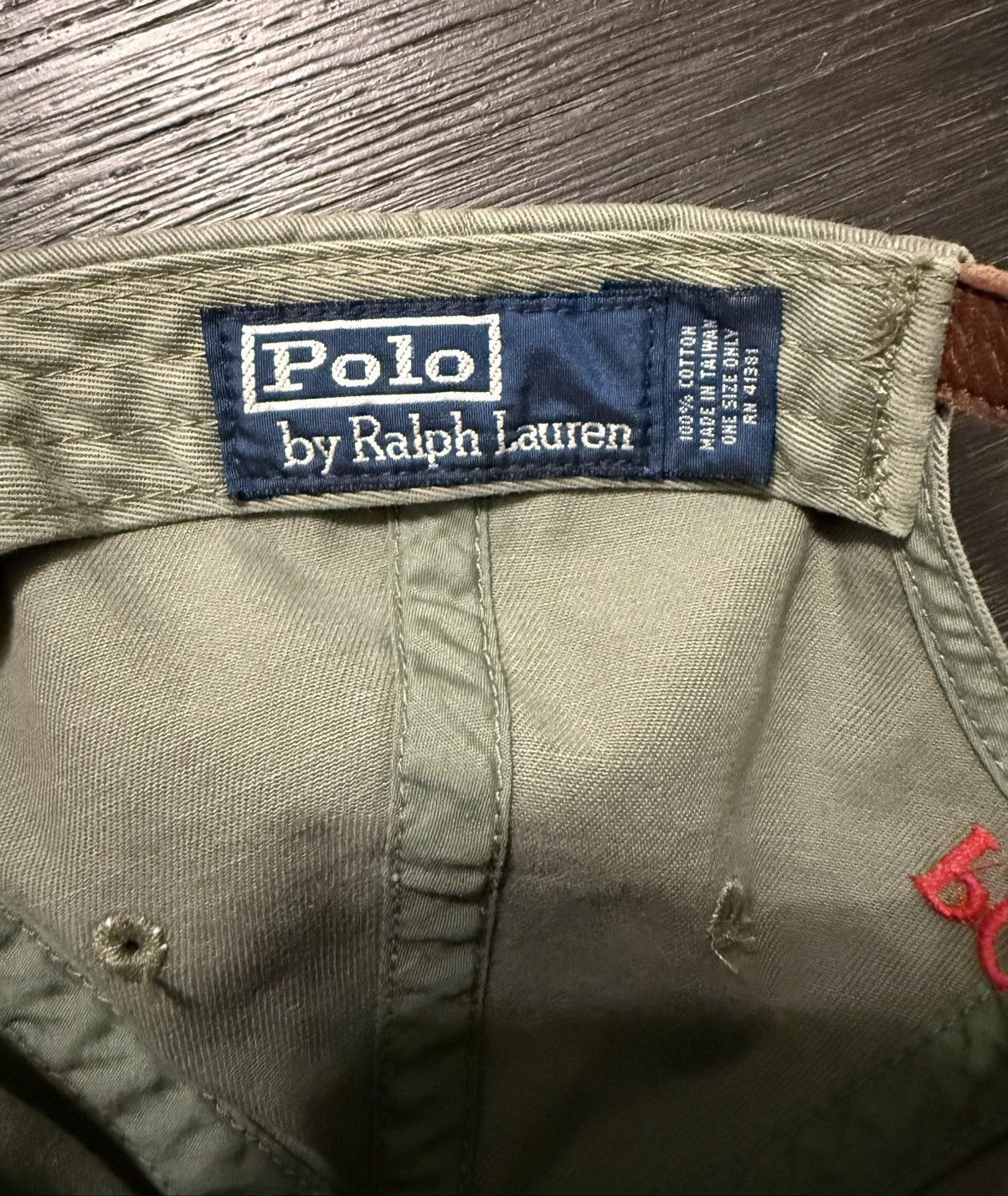 Polo Ralph Lauren Vintage Polo Ralph Lauren Strapback Hat Olive Red Size ONE SIZE - 7 Thumbnail