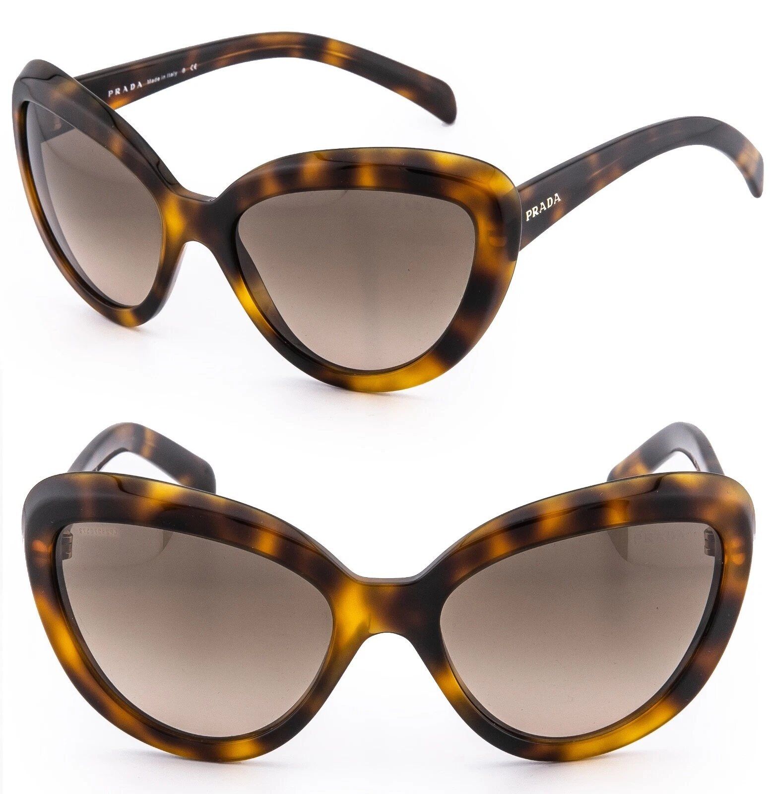Prada PRADA 08R ORNATE PR08RS Brown Havana Cat Eye Sunglasses 08RS Size ONE SIZE - 1 Thumbnail