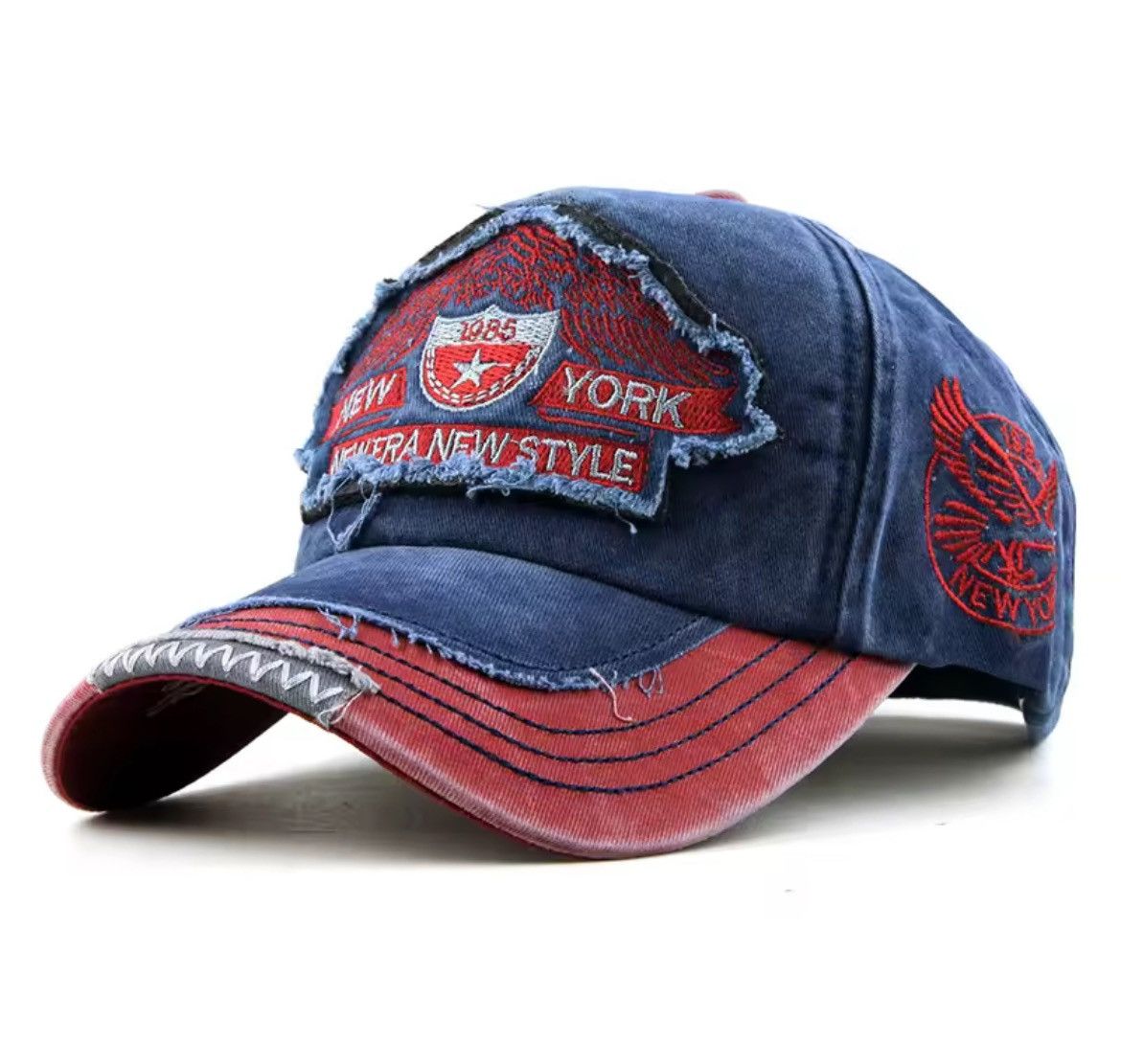Japanese Brand Retro Washed Letter Embroidery Denim Baseball Cap Size ONE SIZE - 1 Thumbnail
