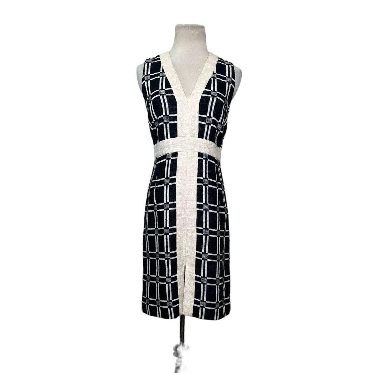 MILLY Milly black cream canvas party sheath dress size 0 Size XS / US 0-2 / IT 36-38 - 1 Thumbnail