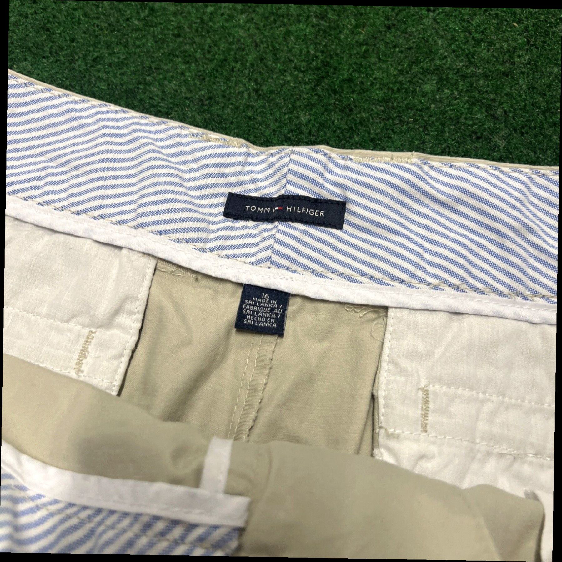 Tommy Hilfiger TOMMY HILFIGER Shorts Womens 16 Beige Casual Summer Cotton Logo New Size 38" / US 16 / IT 52 - 6 Thumbnail